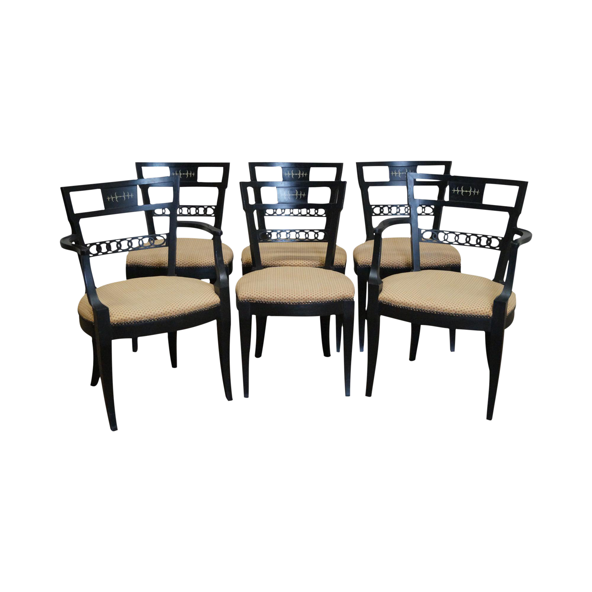 Vintage Regency Style Black Painted Dining Chairs Set of 6 Chairish