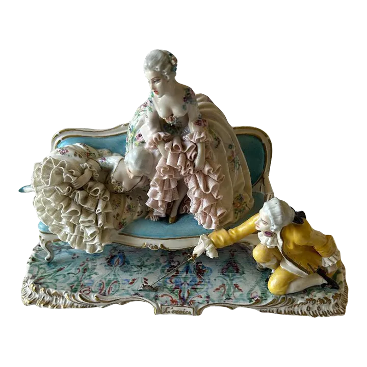 1940s Luigi Fabris l'Eroica Italian Figural Porcelain Figurine