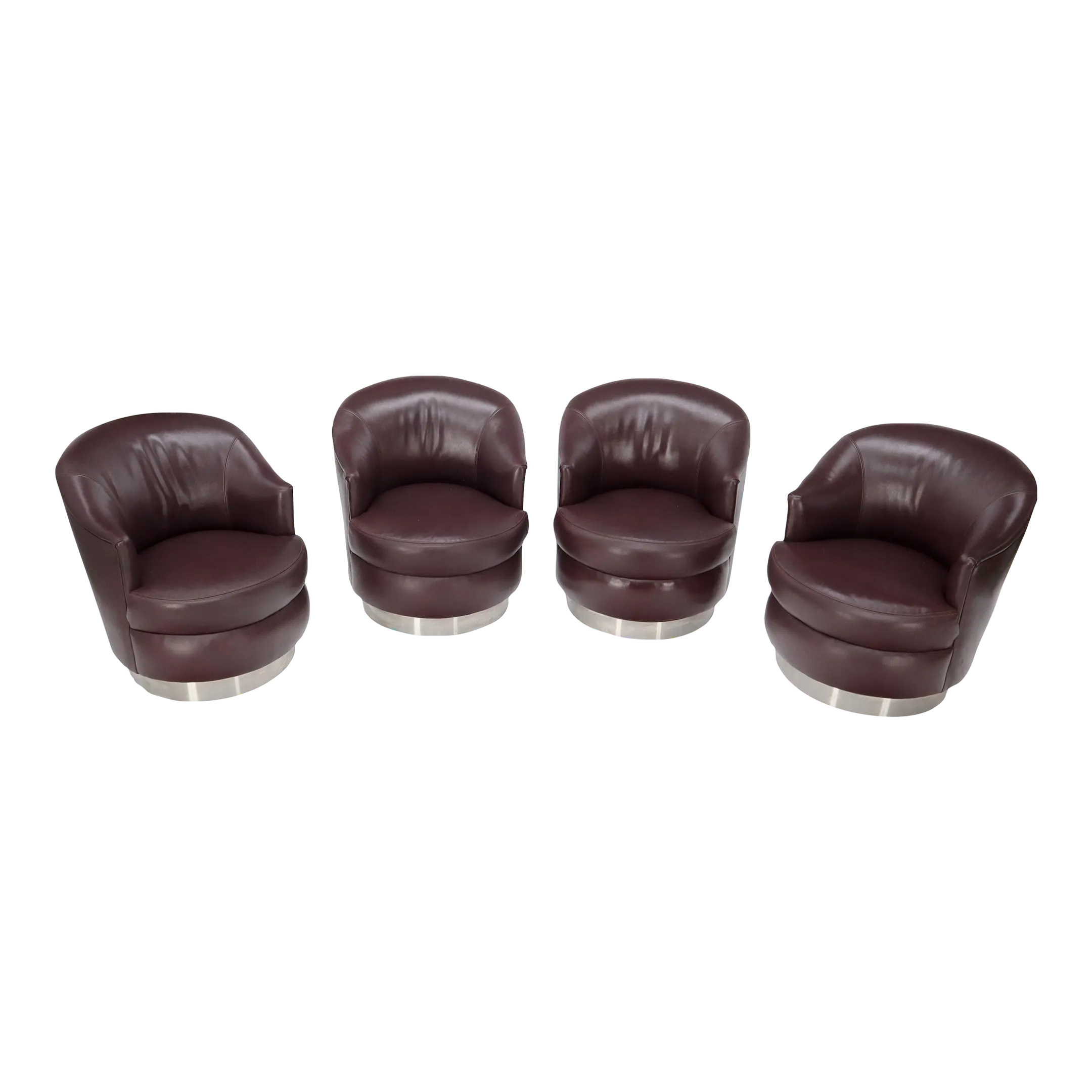 Set of 4 Barrel Back Leather Chairs Baughman Style Chairish