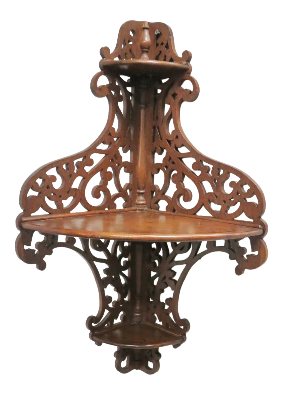 19th Century Victorian Carved Walnut Hanging Shelf Chairish