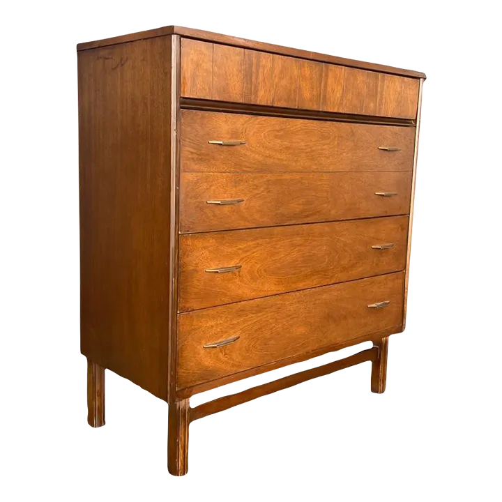 Vintage Bassett Mid Century Modern 4 Drawer Dresser With Dovetail
