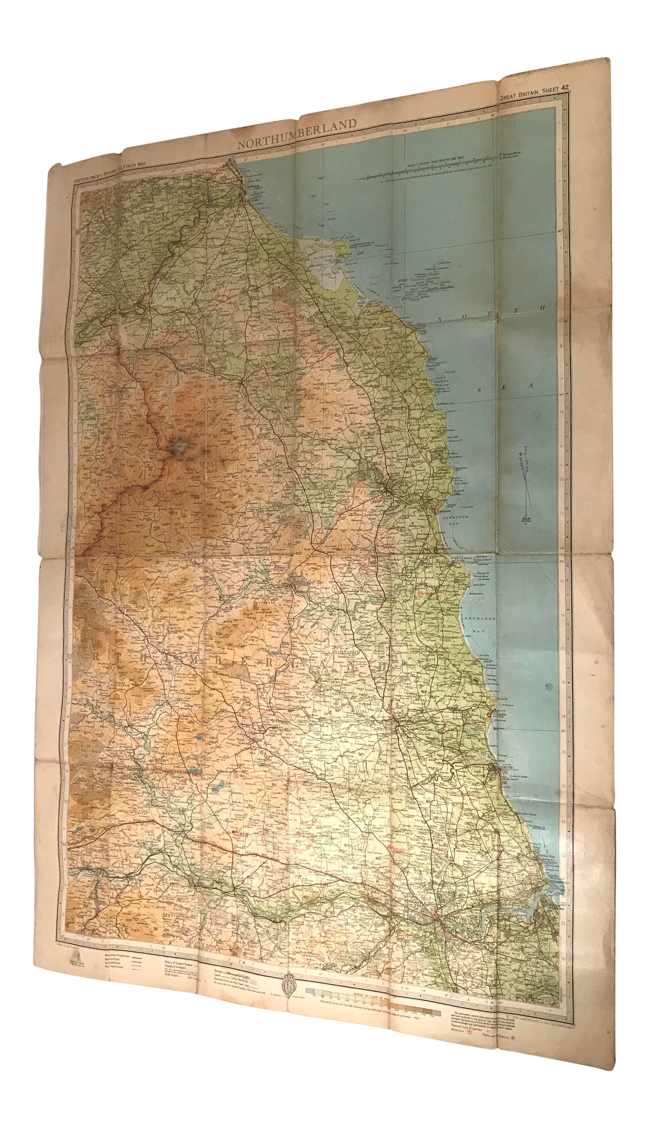 Vintage Great Brittain North Umberland Map | Chairish