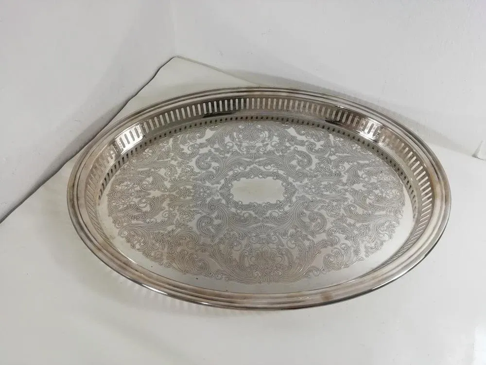 French Tray in Silver from Christofle Fleuron | Chairish