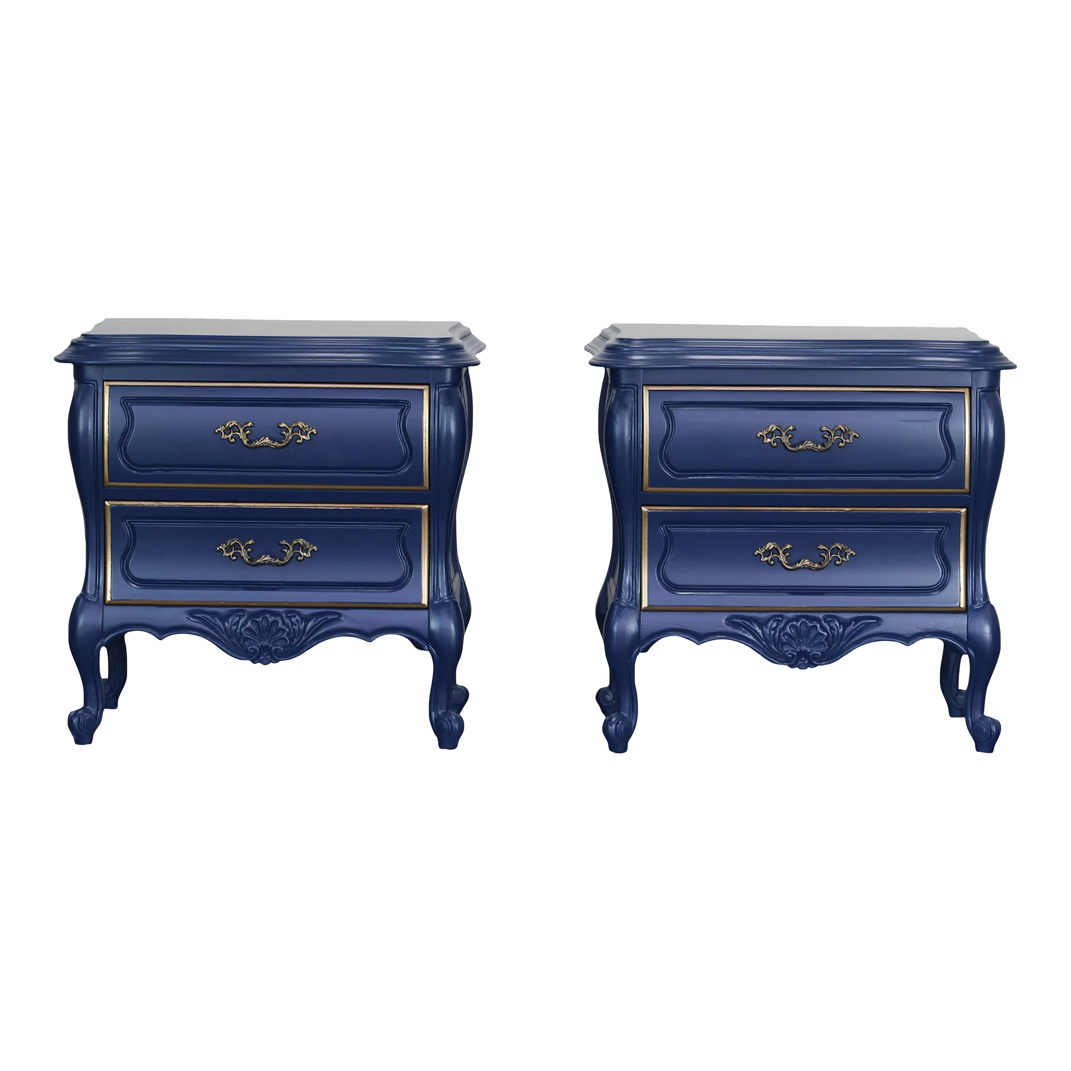 1970s Vintage French Style Blue Nightstands, a Pair | Chairish