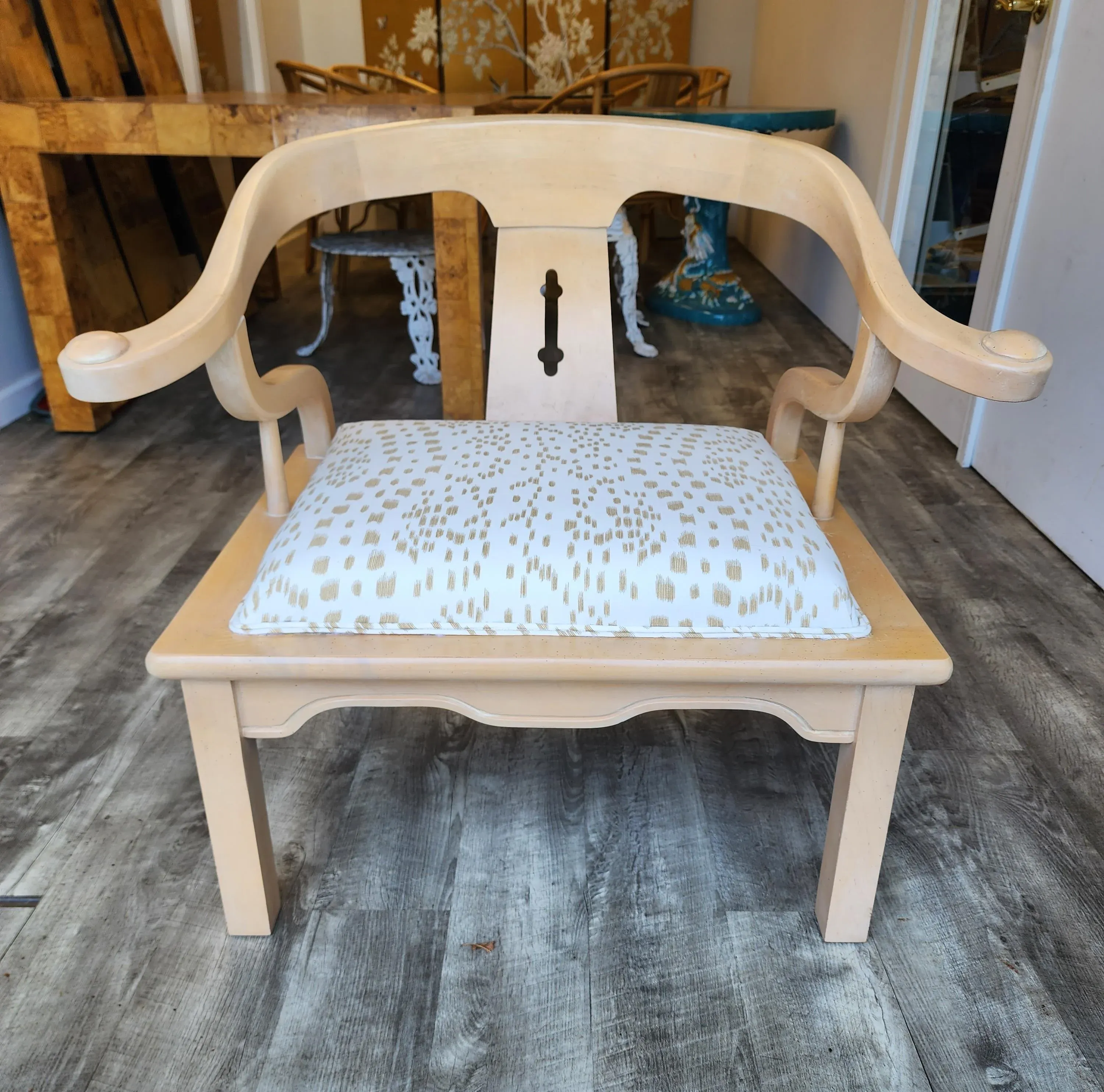 Mid 20th Century James Mont Style Chair Newly Upholstered in