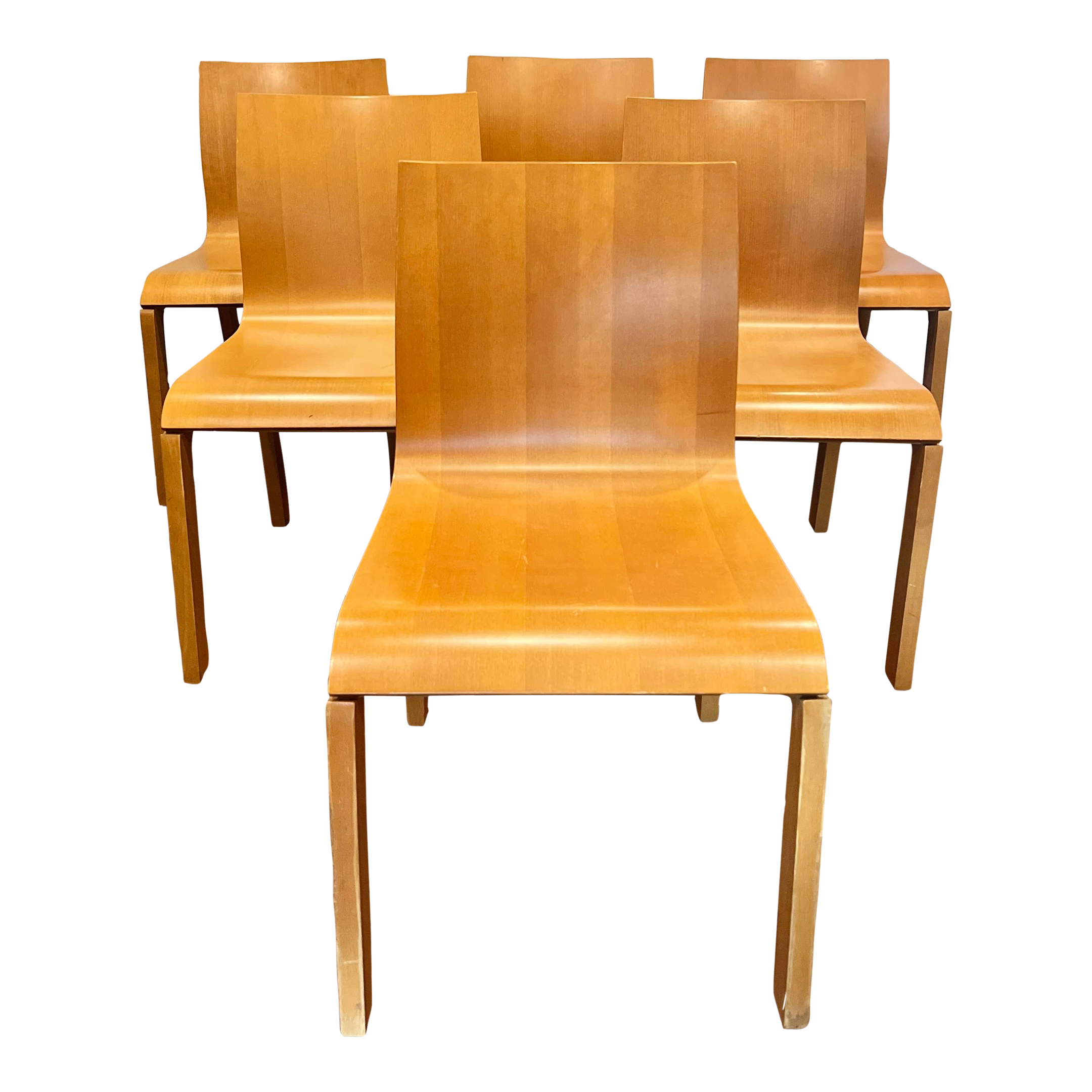 1990s Set of 6 Vintage Bentwood Italian Bross Beetle Dining Chairs by Enzo Berti