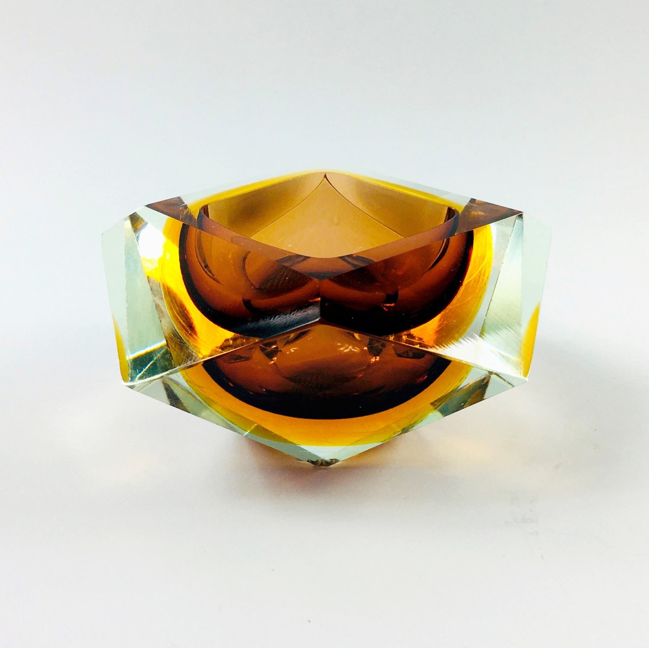 Murano Glass Sommerso Ashtray by Flavio Poli for Seguso