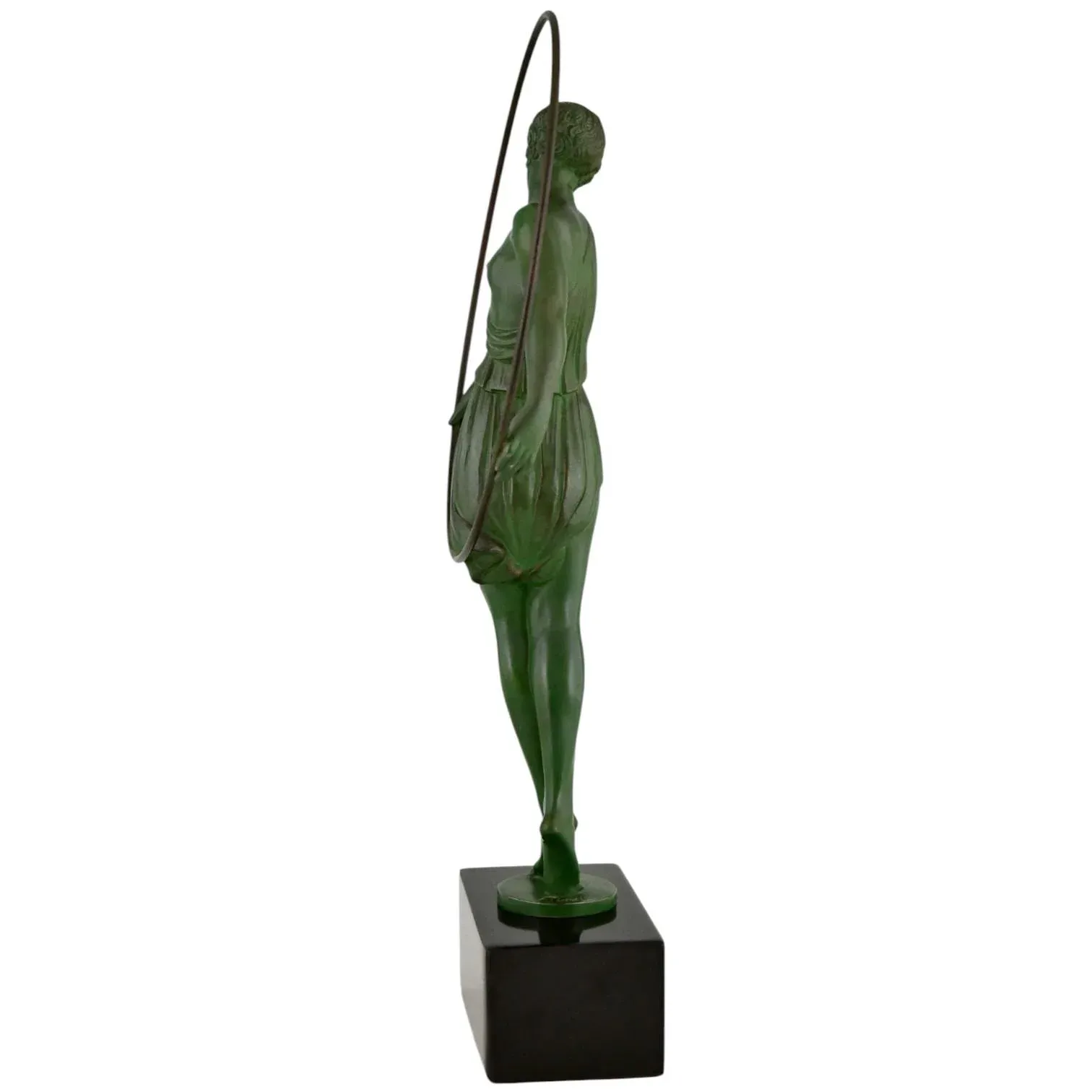 Art Deco Harmony Sculpture of Dancer with Hoop by Pierre Le Faguays for Max Le Verrier, 1930s