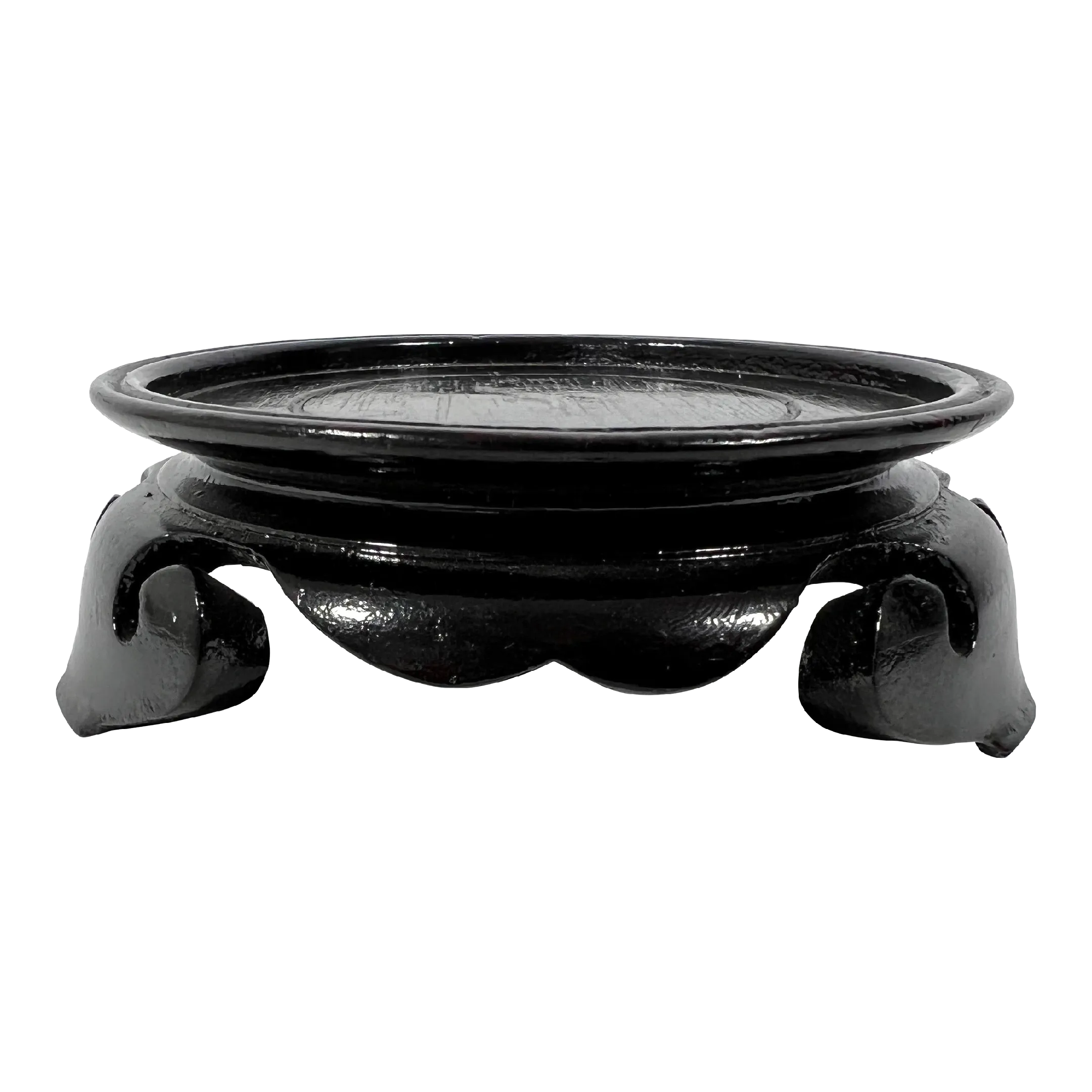 Vintage Chinese Hand Carved Ebony Coloured Lacquered Wood Display Stand