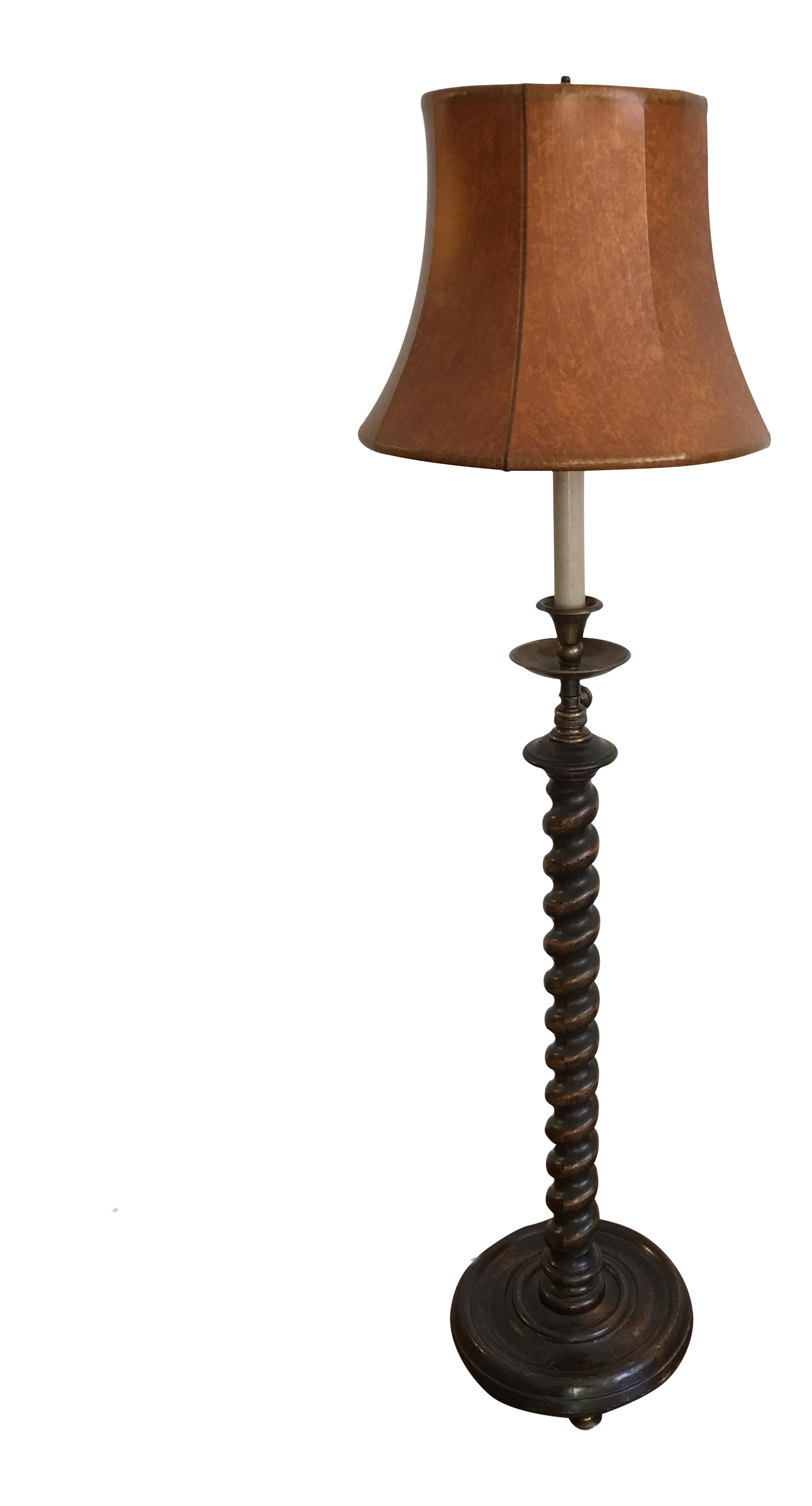 twisted wood floor lamp