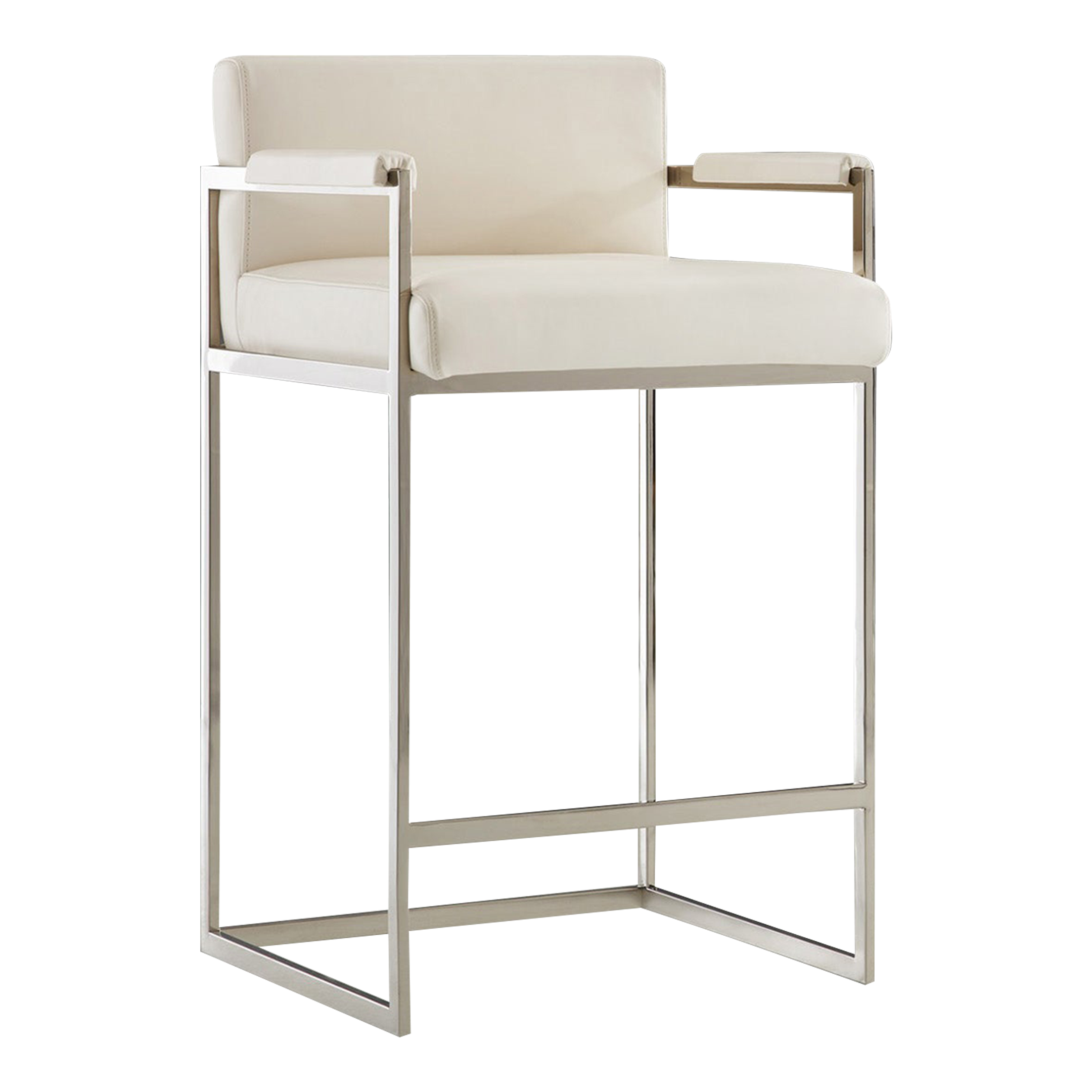 X Counter Stool Stainless & Ivory Chairish