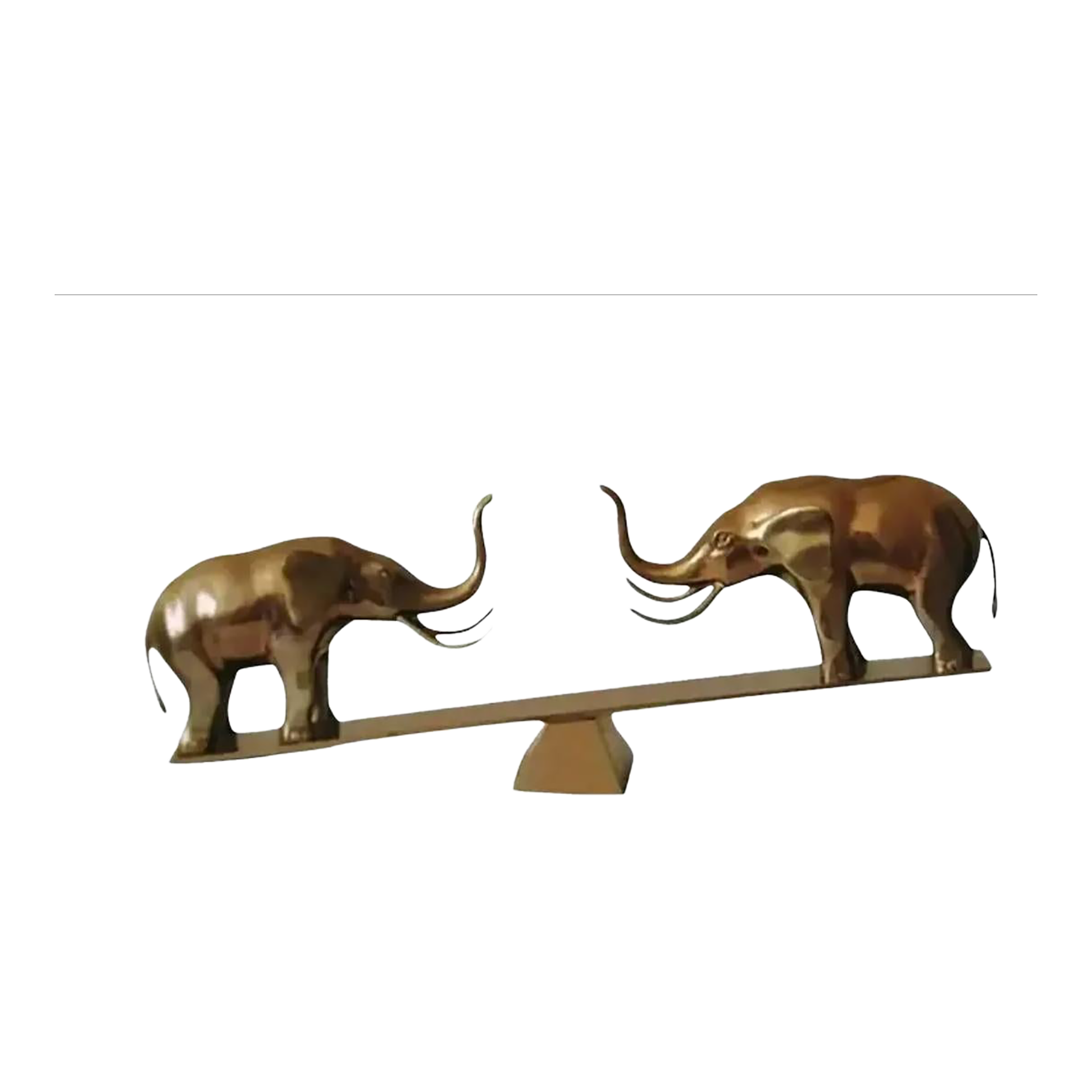 Dolbi Cashier Large Brass Elephants on Seesaw Sculpture ~ Circa 1980s