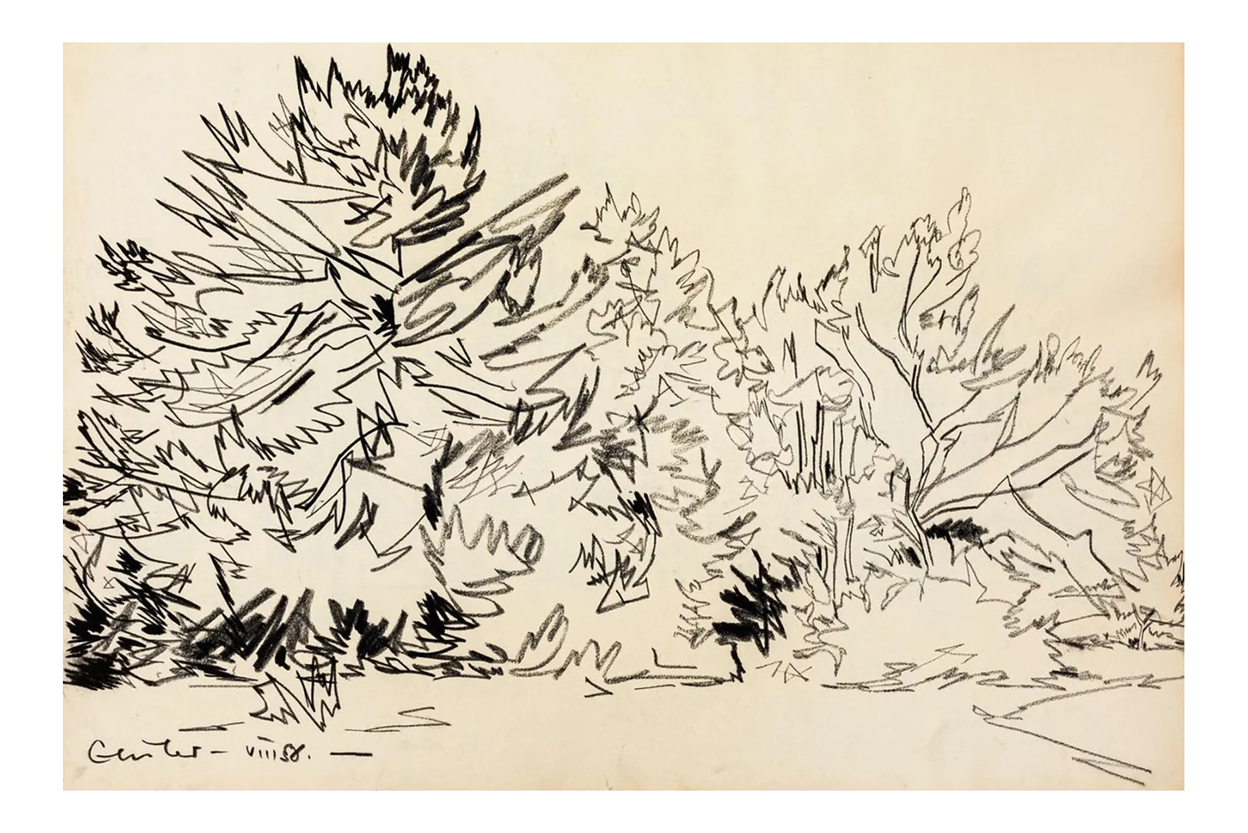 Landscape - Original Mixed Media by T. Gertler - 1970s 1970s