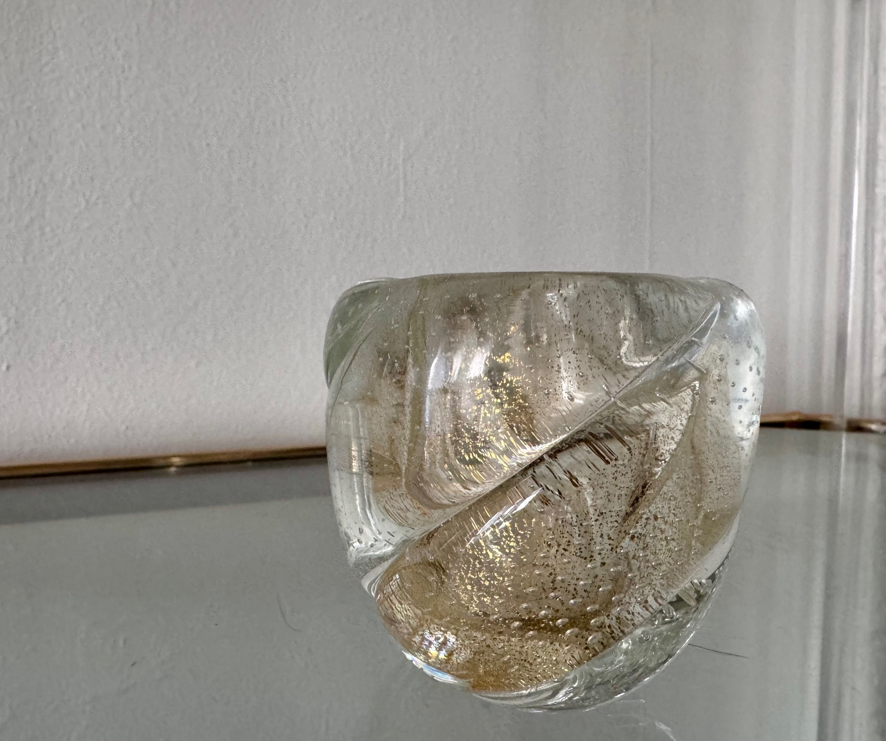 Vintage Murano Gold Bullicante Vase Matchstick Holder