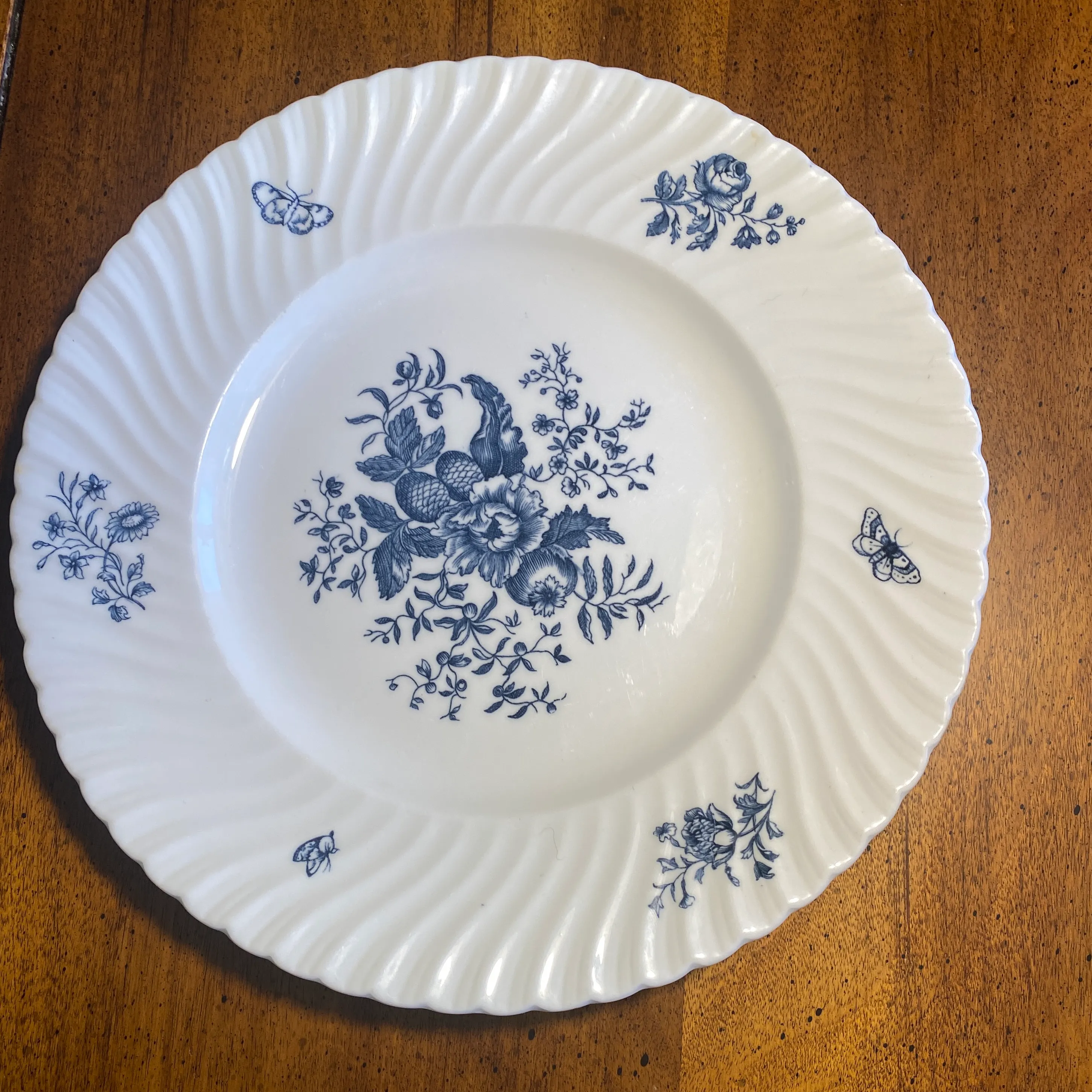 1990s Royal Worcester Blue Sprays Dinner Plate | Chairish