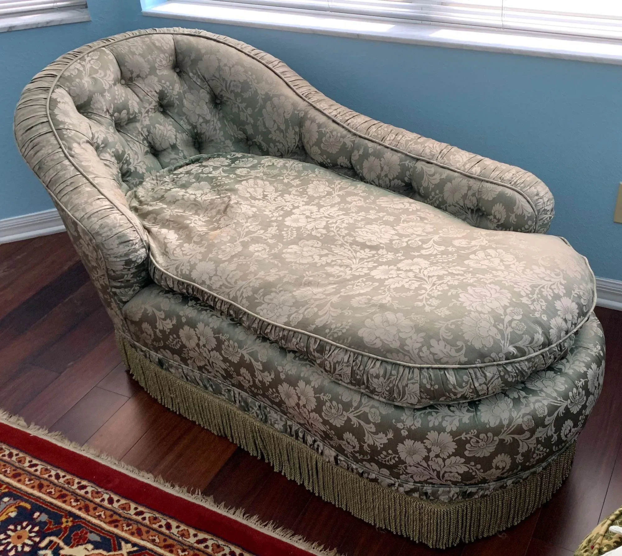 Silk Upholstered Antique Chaise Chairish
