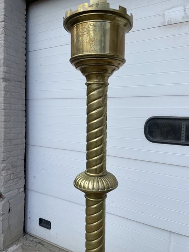 Monumental Brass 19th Century Ecclesiastical Floor Standing Candle Holder