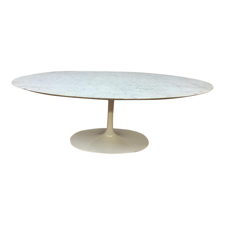 Mid Century Modern Restoration Hardware Oval Marble Top Tulip Dining