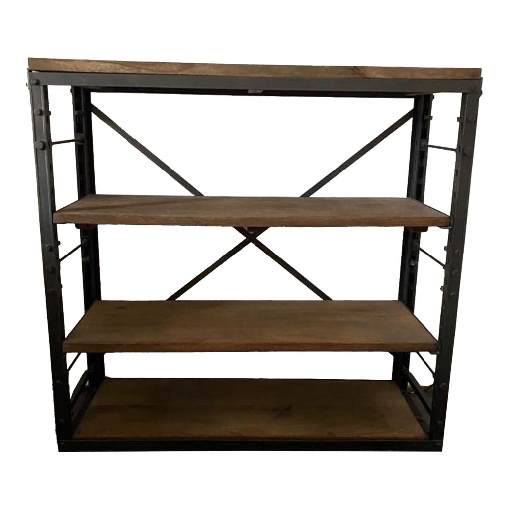 Restoration Hardware Solid Wood and Iron Shelving | Chairish