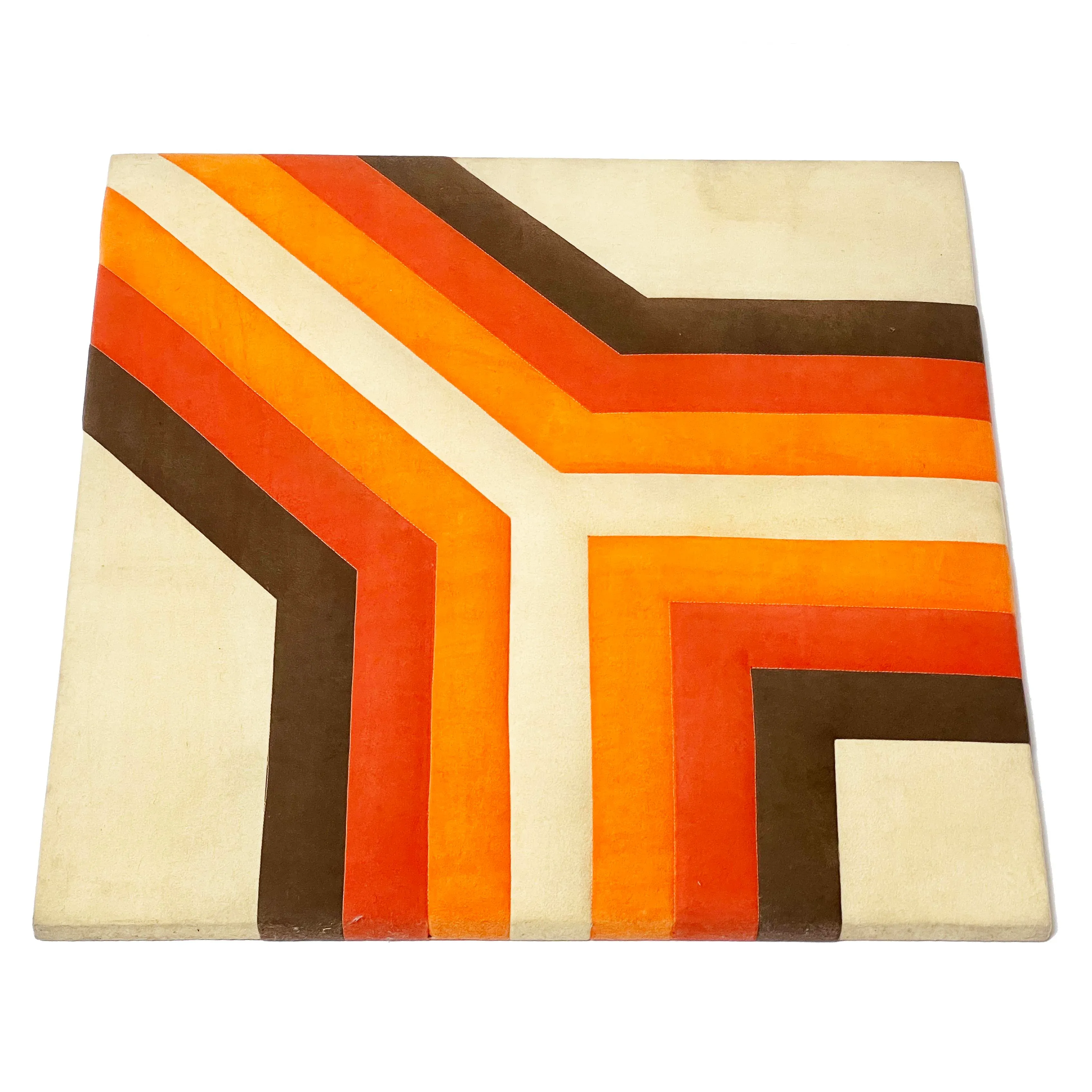 1970's Authentic Ron Brejtfus Color Blocked Textile on Canvas