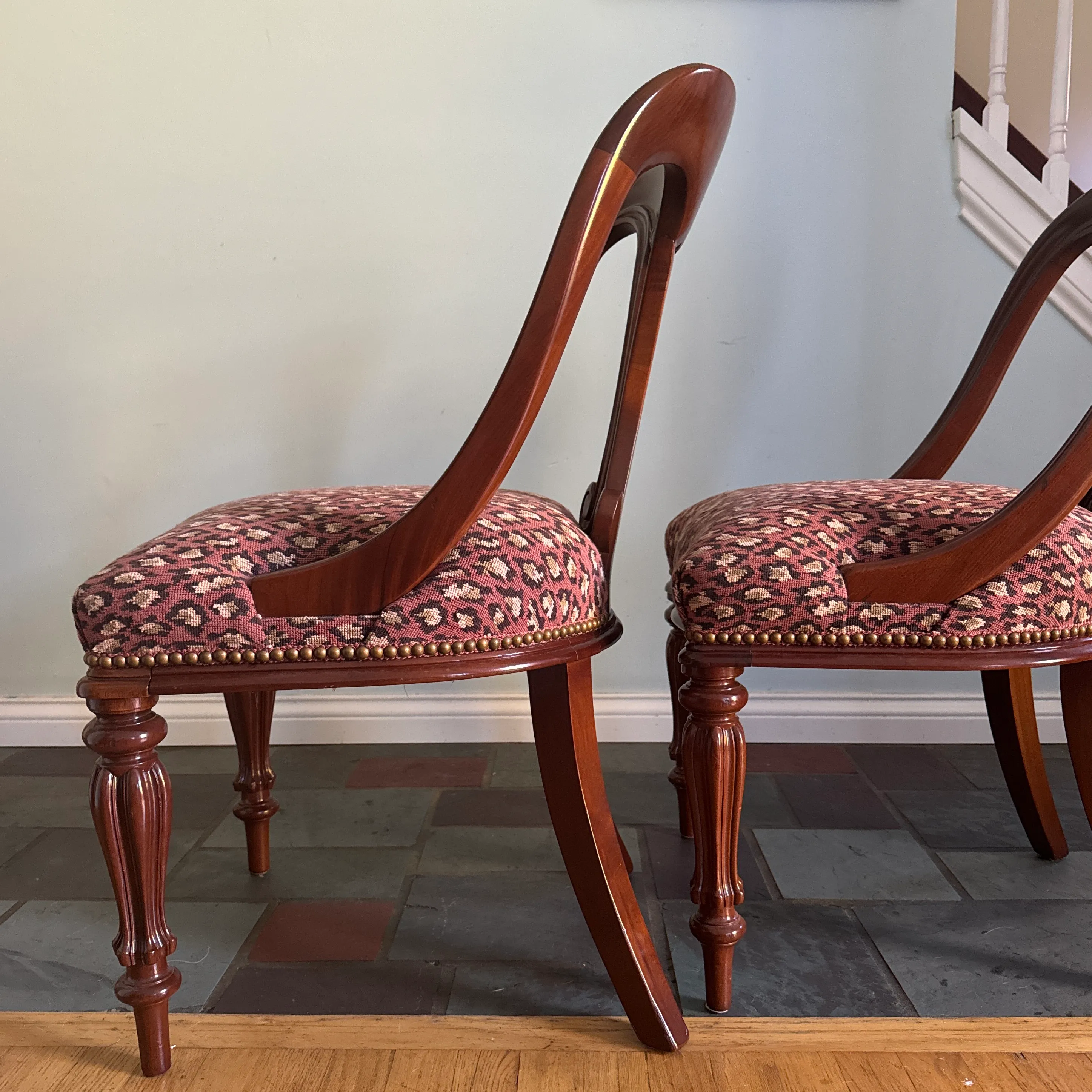 Late 20th Century Queen Anne Chair With Leopard Upholstery a Pair | Chairish, image size:2894x2894