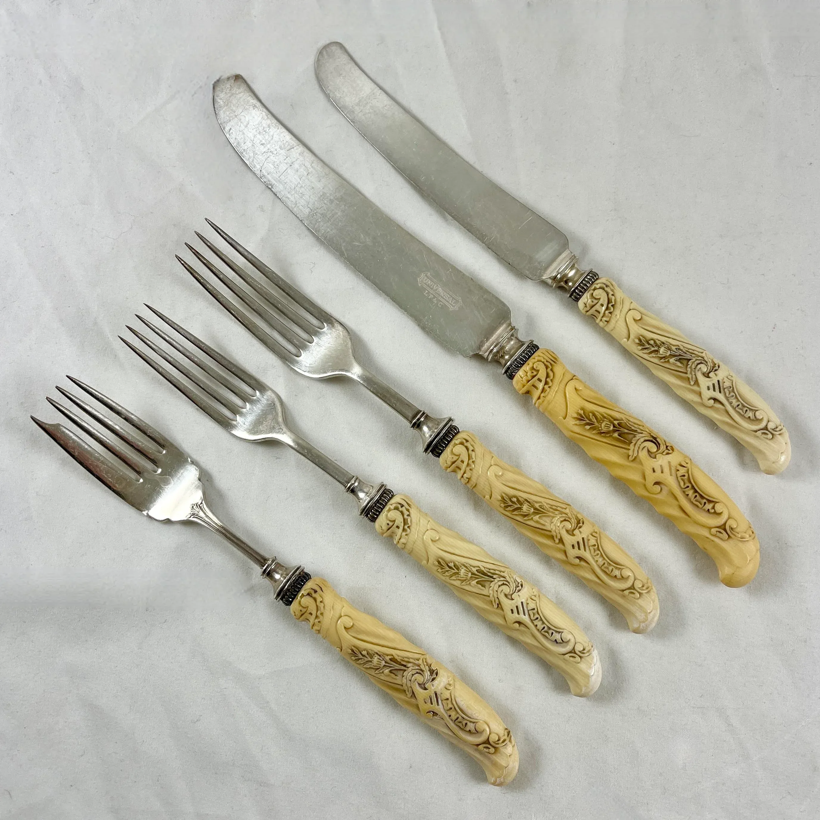 Landers, Frary & Clark Celluloid Ivory Handled Flatware Cutlery