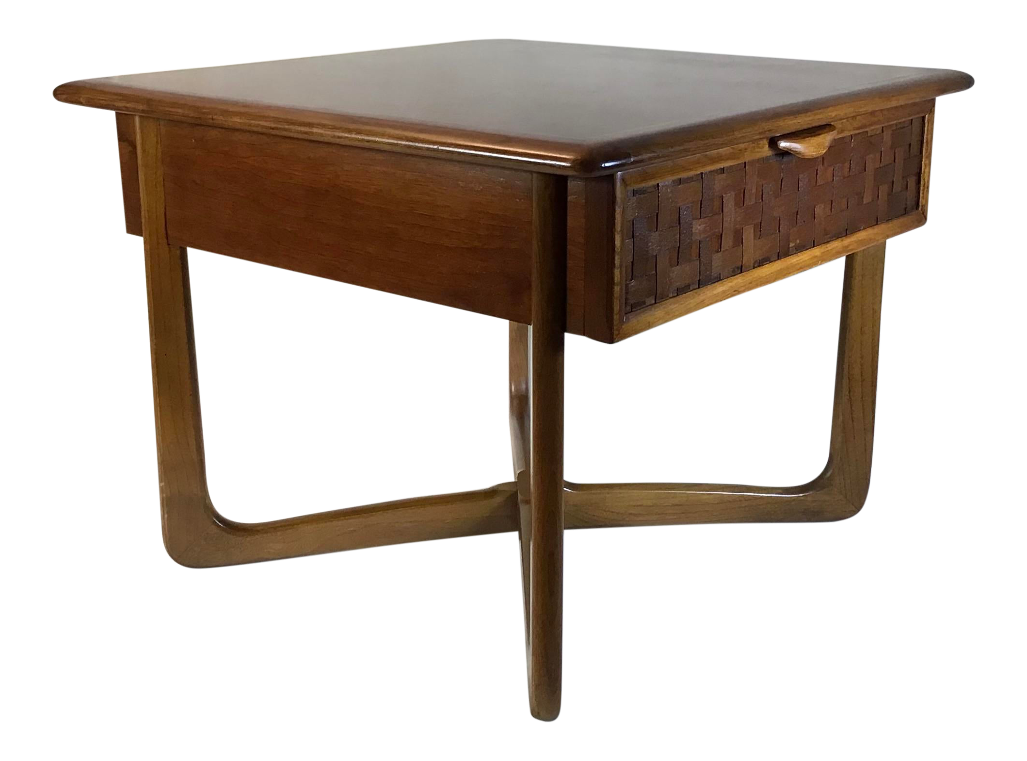 1960s Lane Altavista MidCentury Modern Basket Weave Side Table Chairish