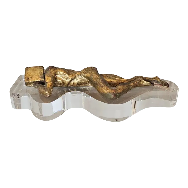 Mid-Century Modern Surrealist Nude Figure Sculpture on Lucite Base ...