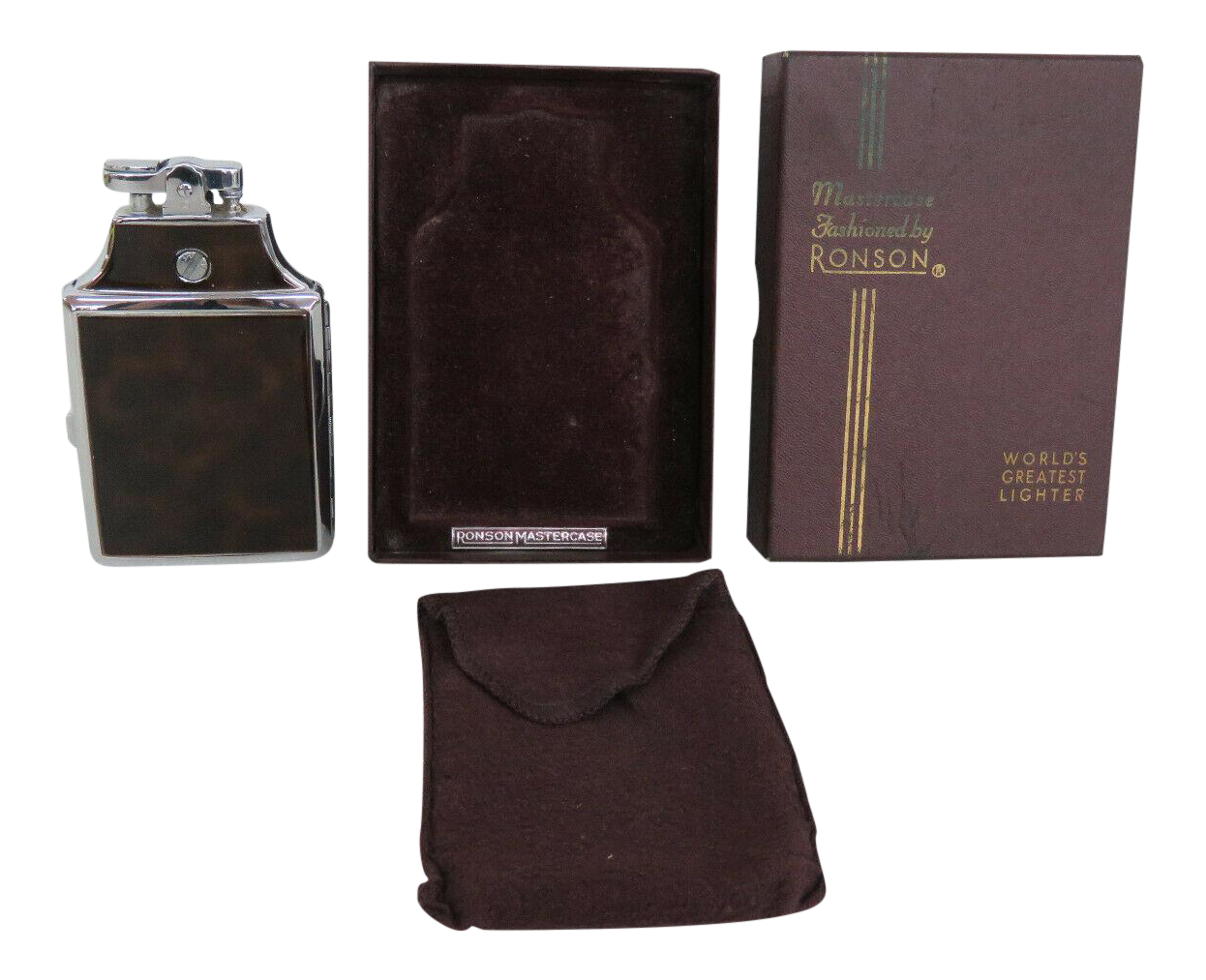 Vintage Ronson Mastercase Cigarette Lighter Case Combo With Original