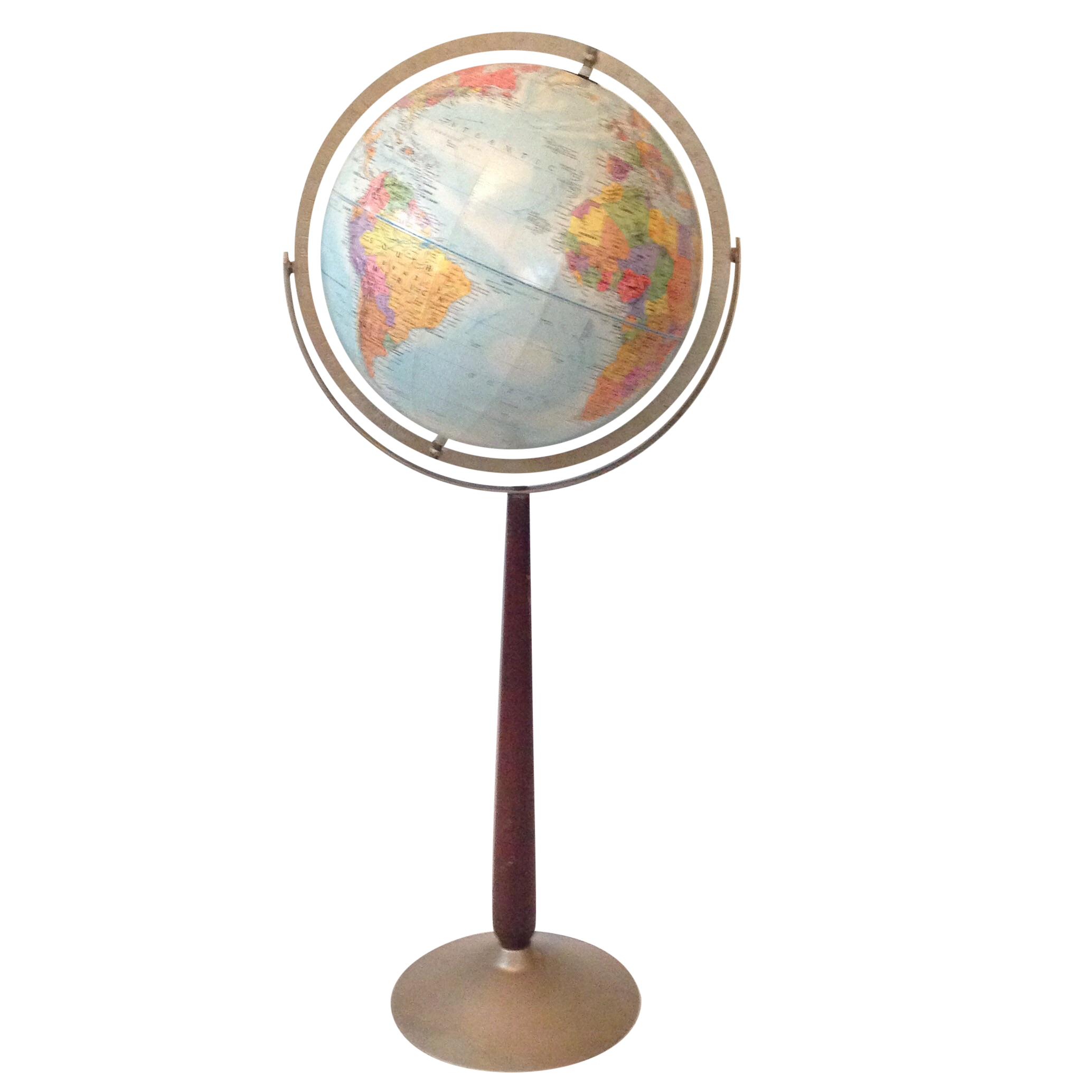 1960's MidCentury Brass Wood Pedestal Globe Chairish