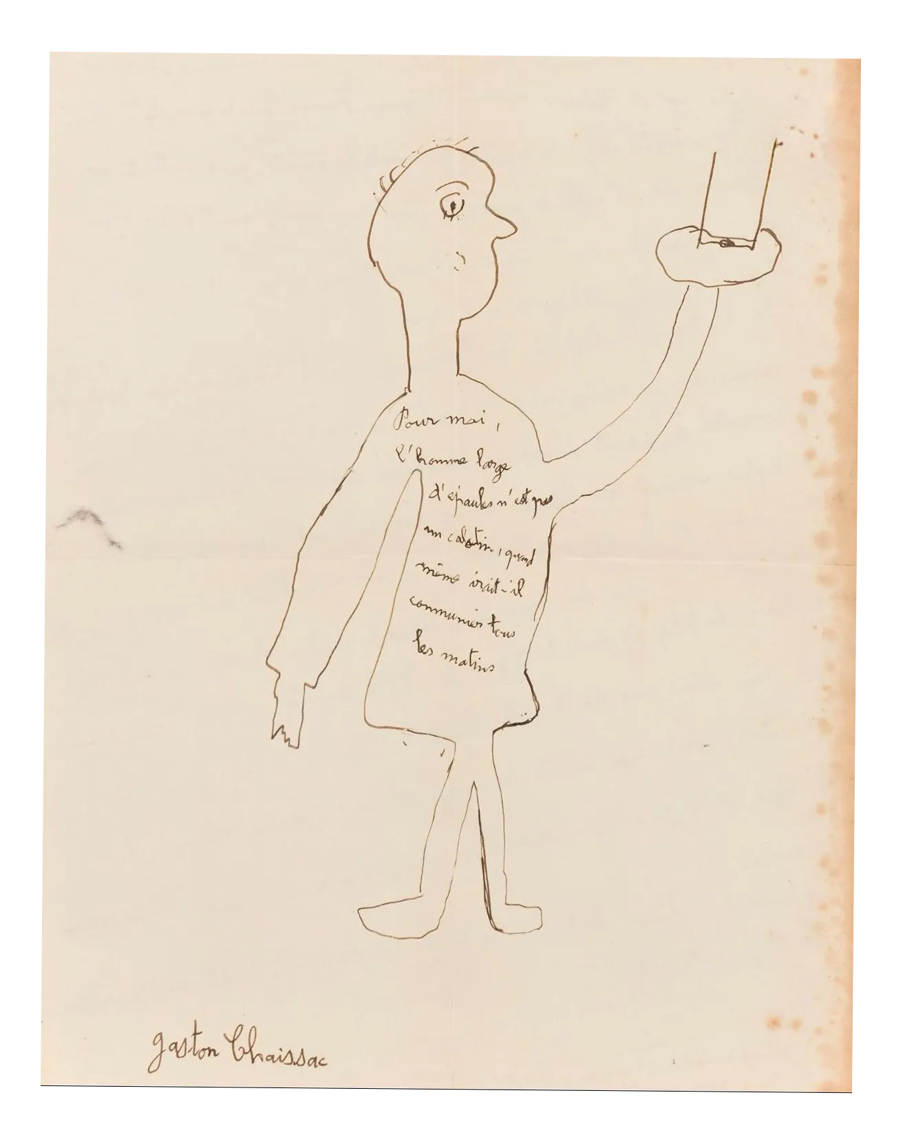 Gaston Chaissac, The Broad-Shouldered Man, 1958, Ink on Paper