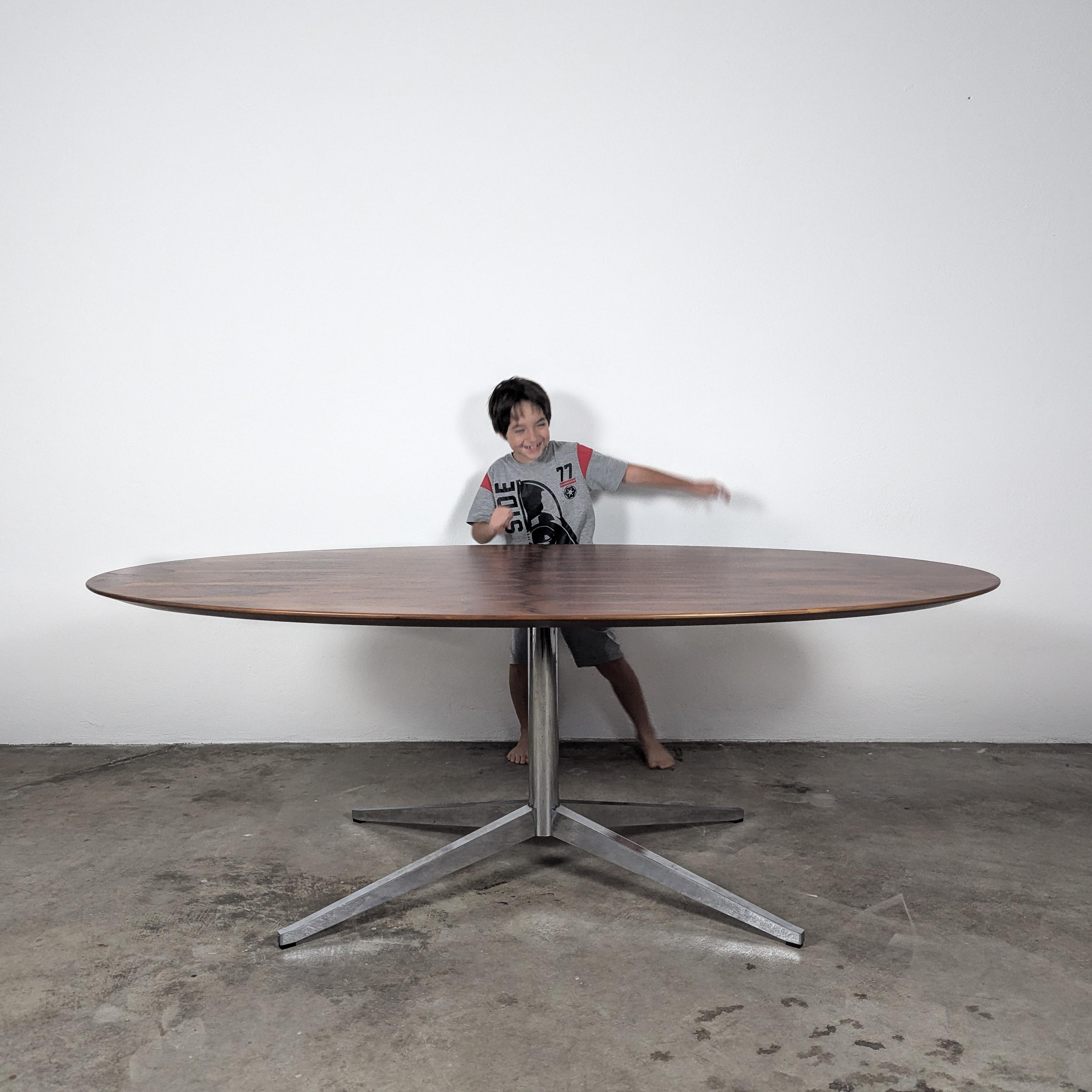 1960s Mid Century Rosewood & Chrome Oval Dining/Conference Table