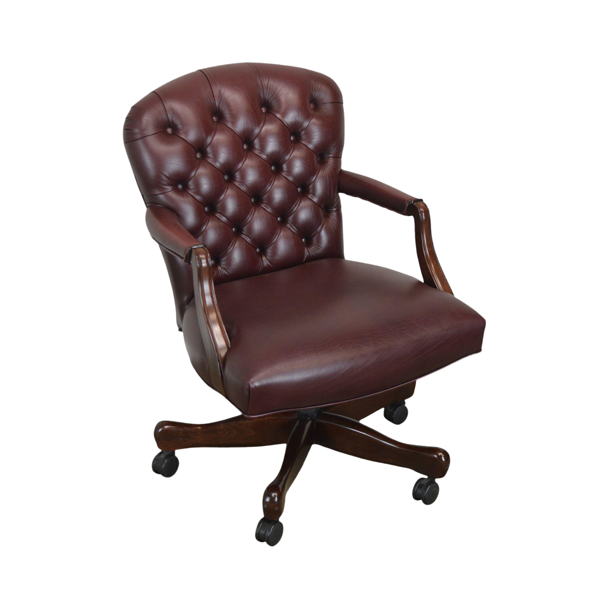 Oxblood Red Leather Tufted Chesterfield Style Executive Office