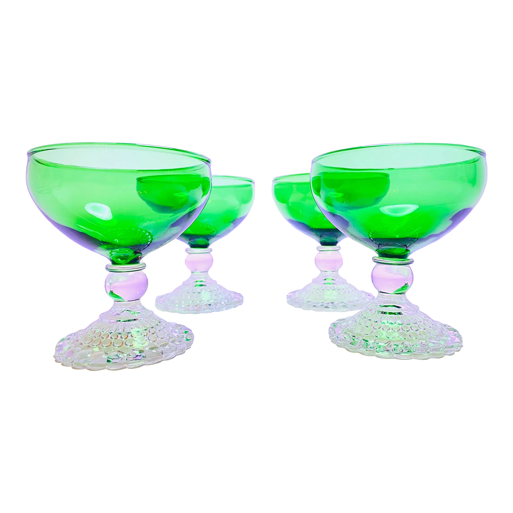 Vintage 1950s Anchor Hocking Forest Green Champagne/Tall