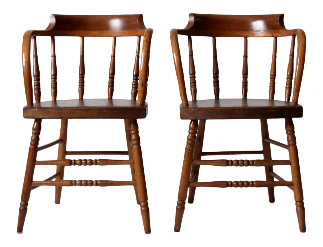 Antique Wooden Captain's Chairs a Pair Chairish