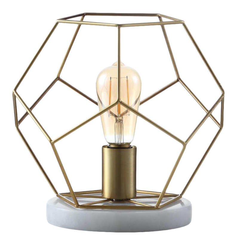 10" Metal & Marble LED Table Lamp, Brass Chairish