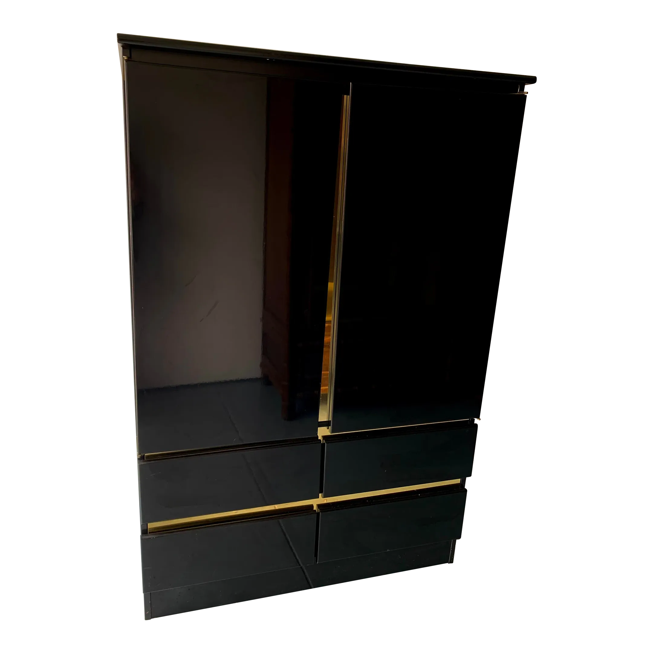 1980s Postmodern Black Lacquer Armoire Chairish