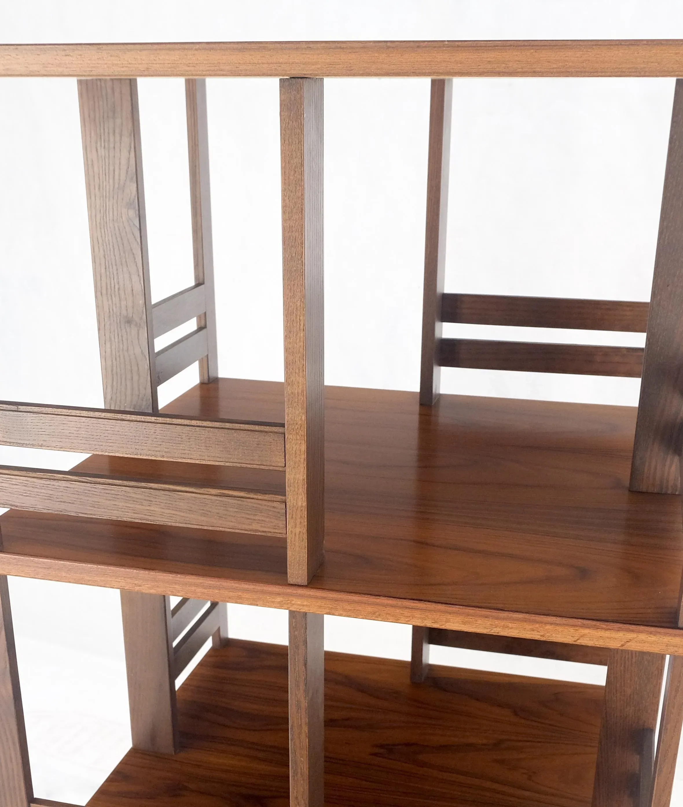 Danish Mid Century Modern Rosewood Square Revolving Bookcase Shelf