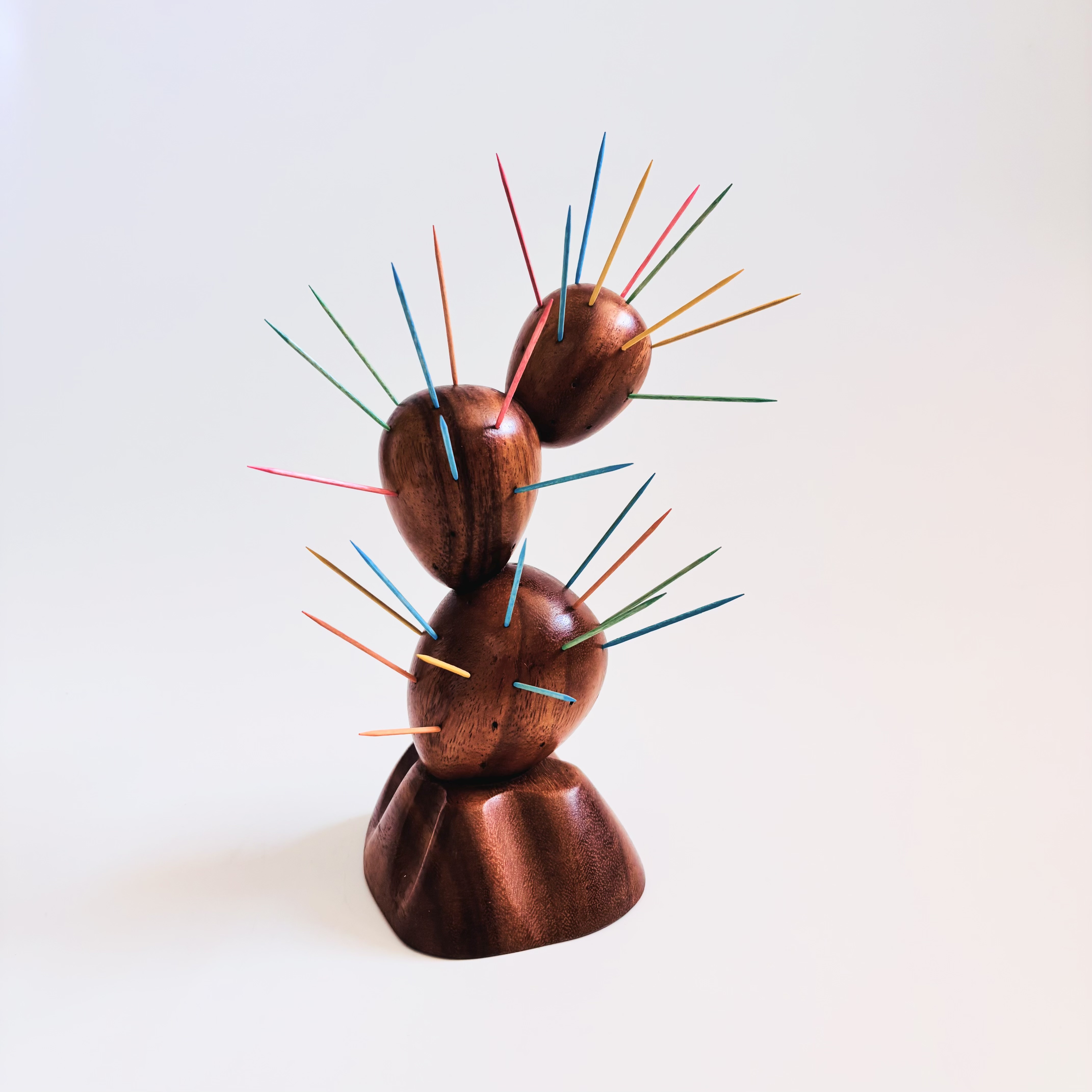 Large Wood Cactus Toothpick Holder