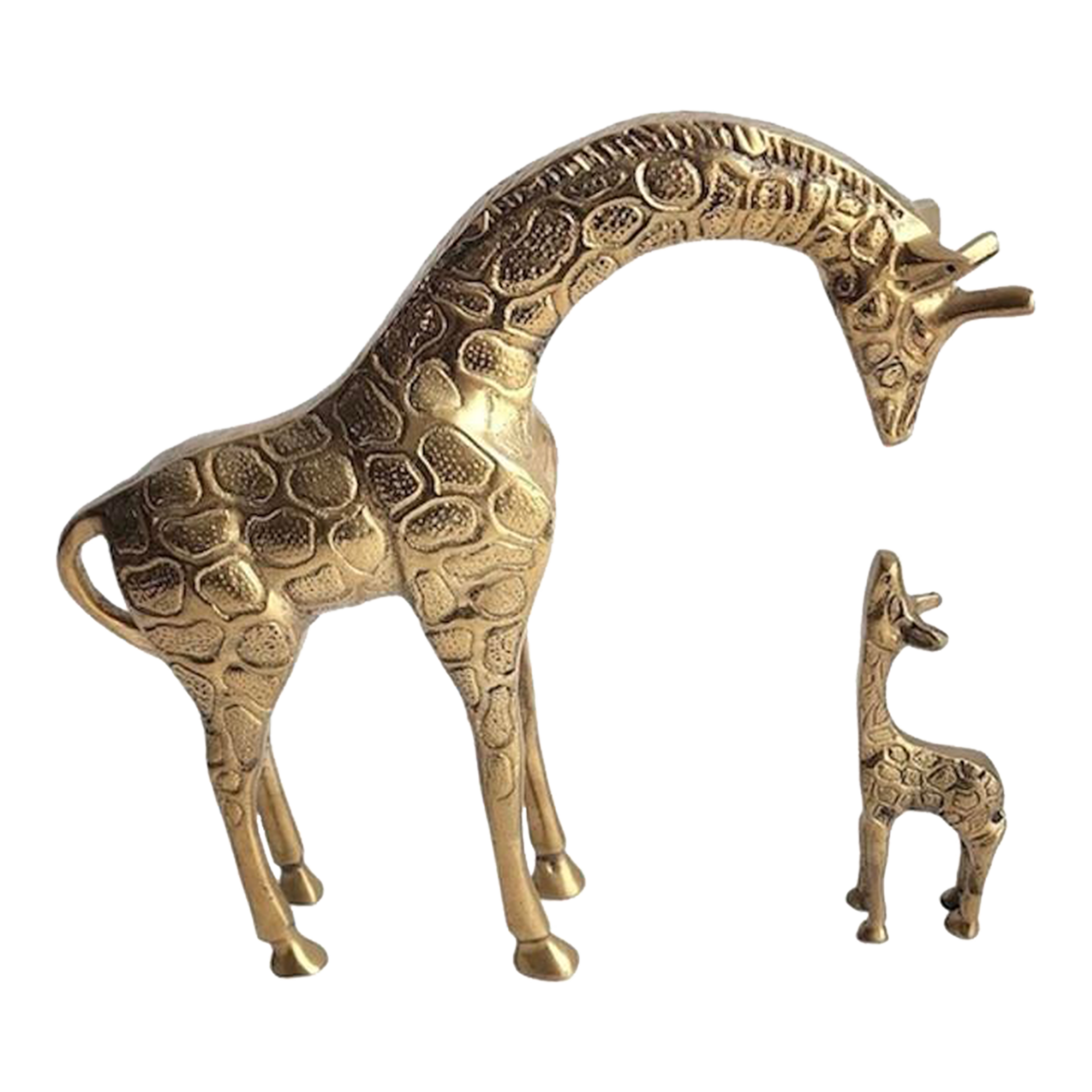 Vintage Brass Giraffe Statue Momma & Baby a Pair | Chairish