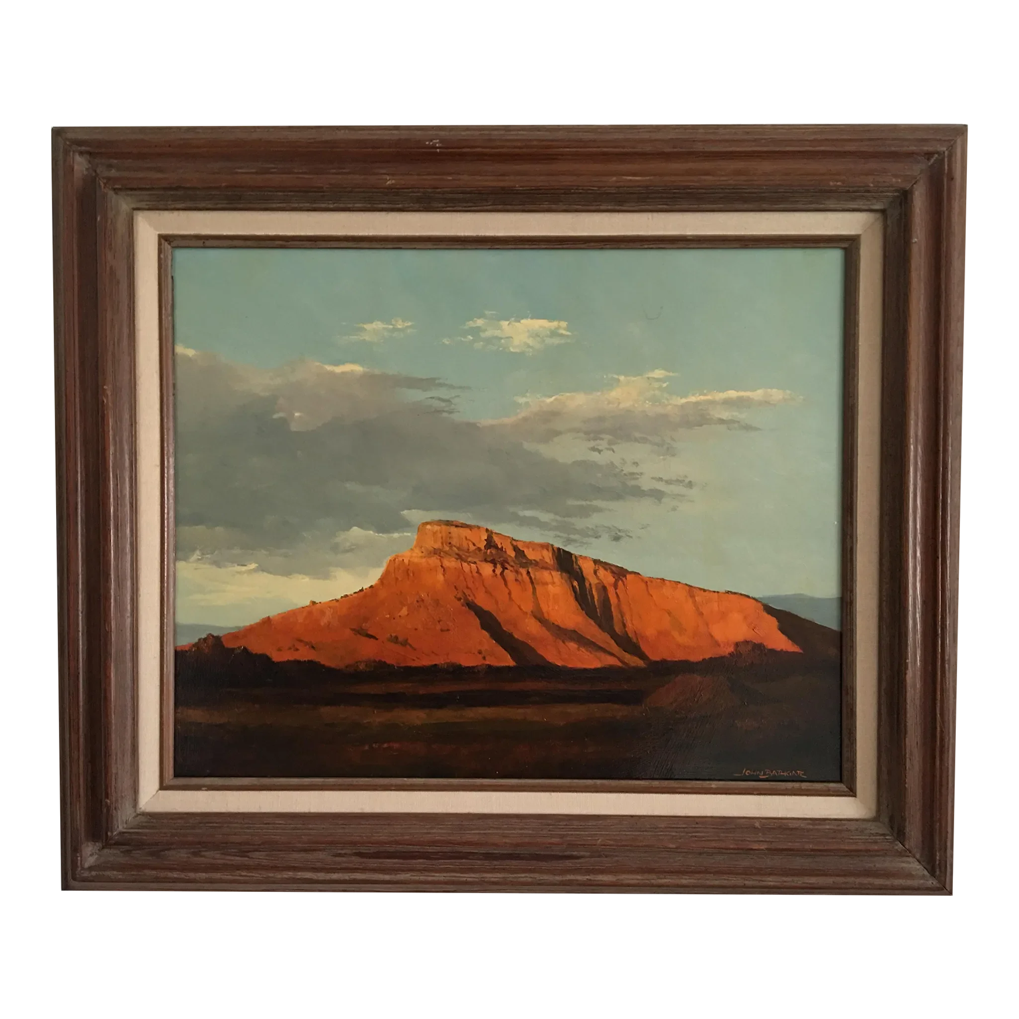 1970s Mountain Landscape Oil Painting John Bathgate, Framed