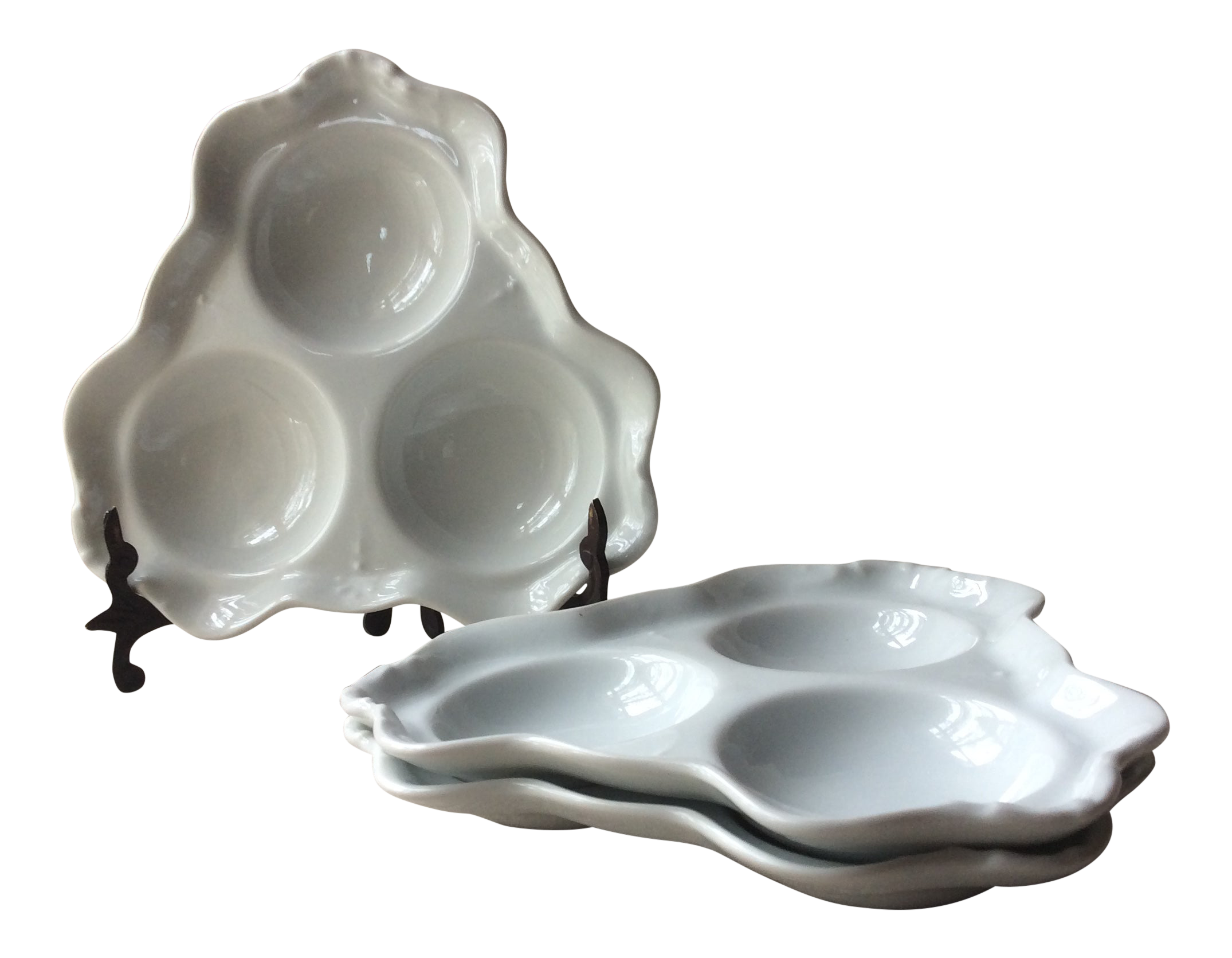 Vintage Bistro Style Porcelain Oyster Plates Set of 3 Chairish