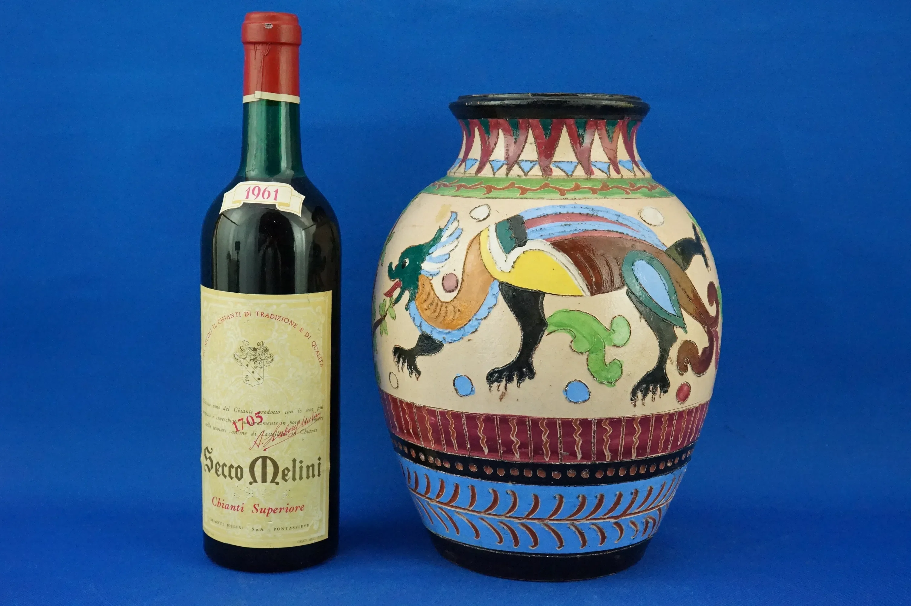 Vintage Ceramic Vase with Dragons from Dante Milanis Factory, 1940s