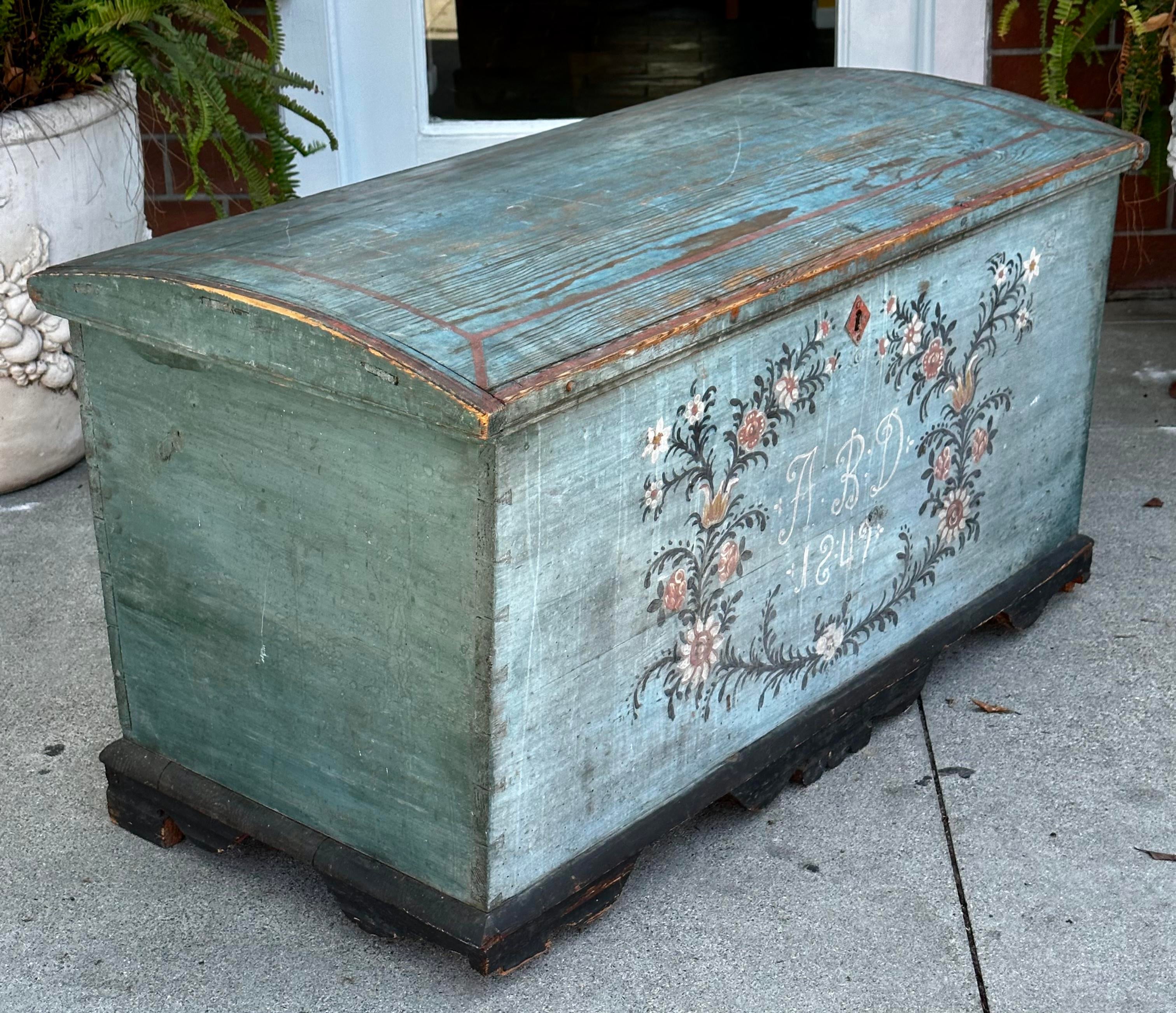 Antique Swedish Primitive Folk Art Hope Chest Trunk Chairish