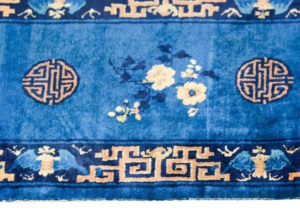 Early 20th Century Chinese Art Deco RunnerSet of Two Vintage RRP Co Roseville Ohio Stoneware Blue Band Crock Bowls