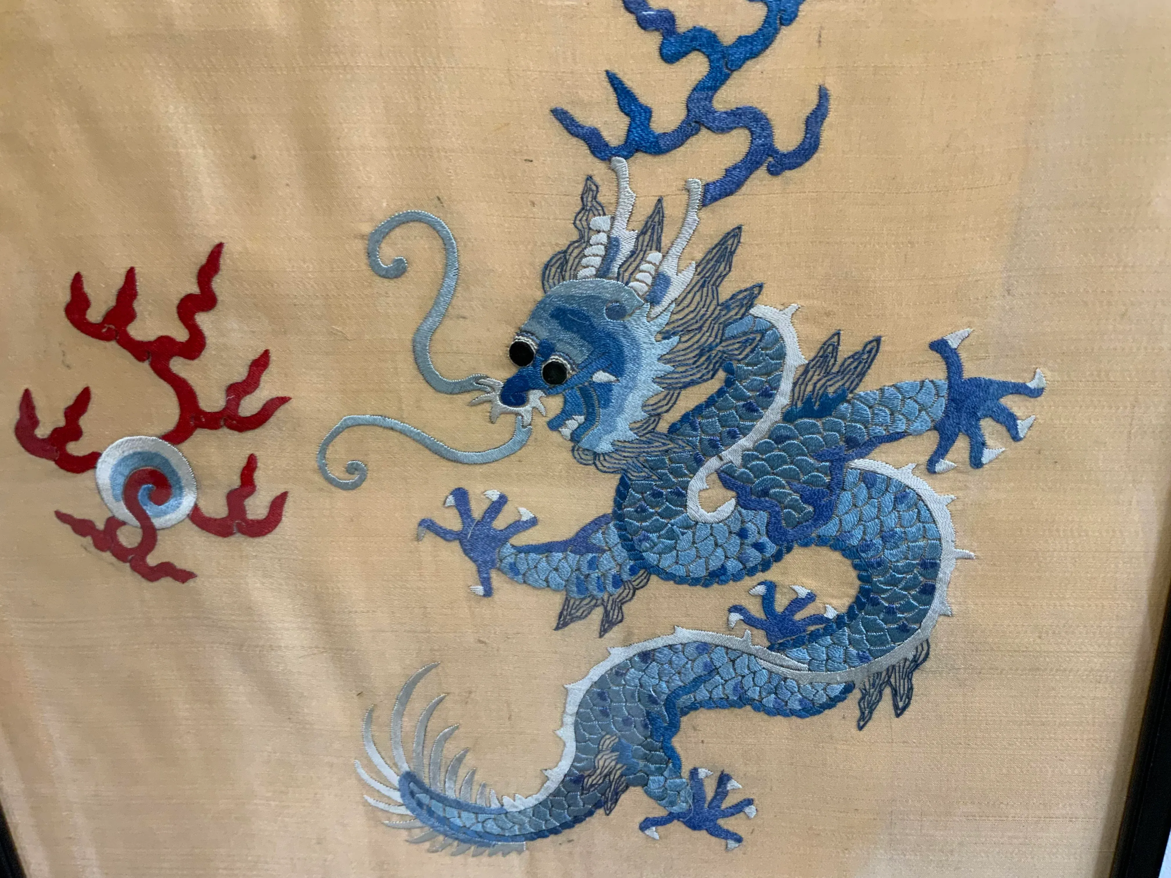 Vintage Chinese Dragon Embroidery | Chairish