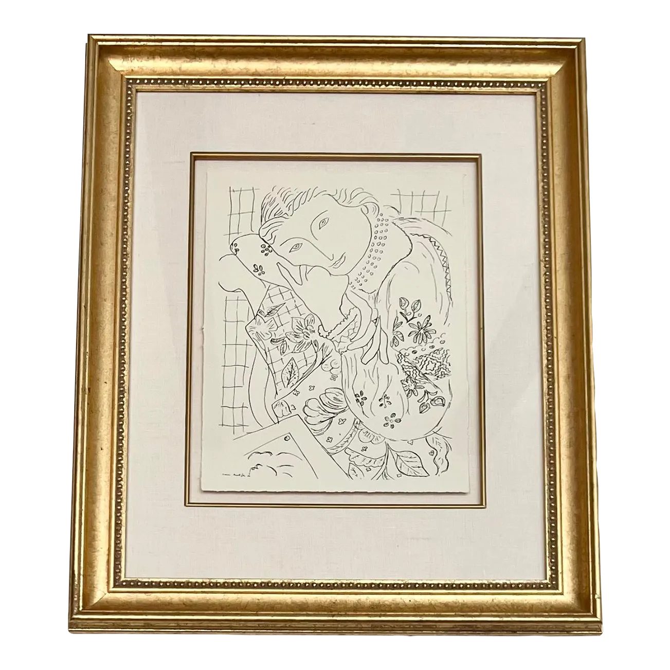Framed Reproduction Lithograph After Henri Matisse Drawing Chairish