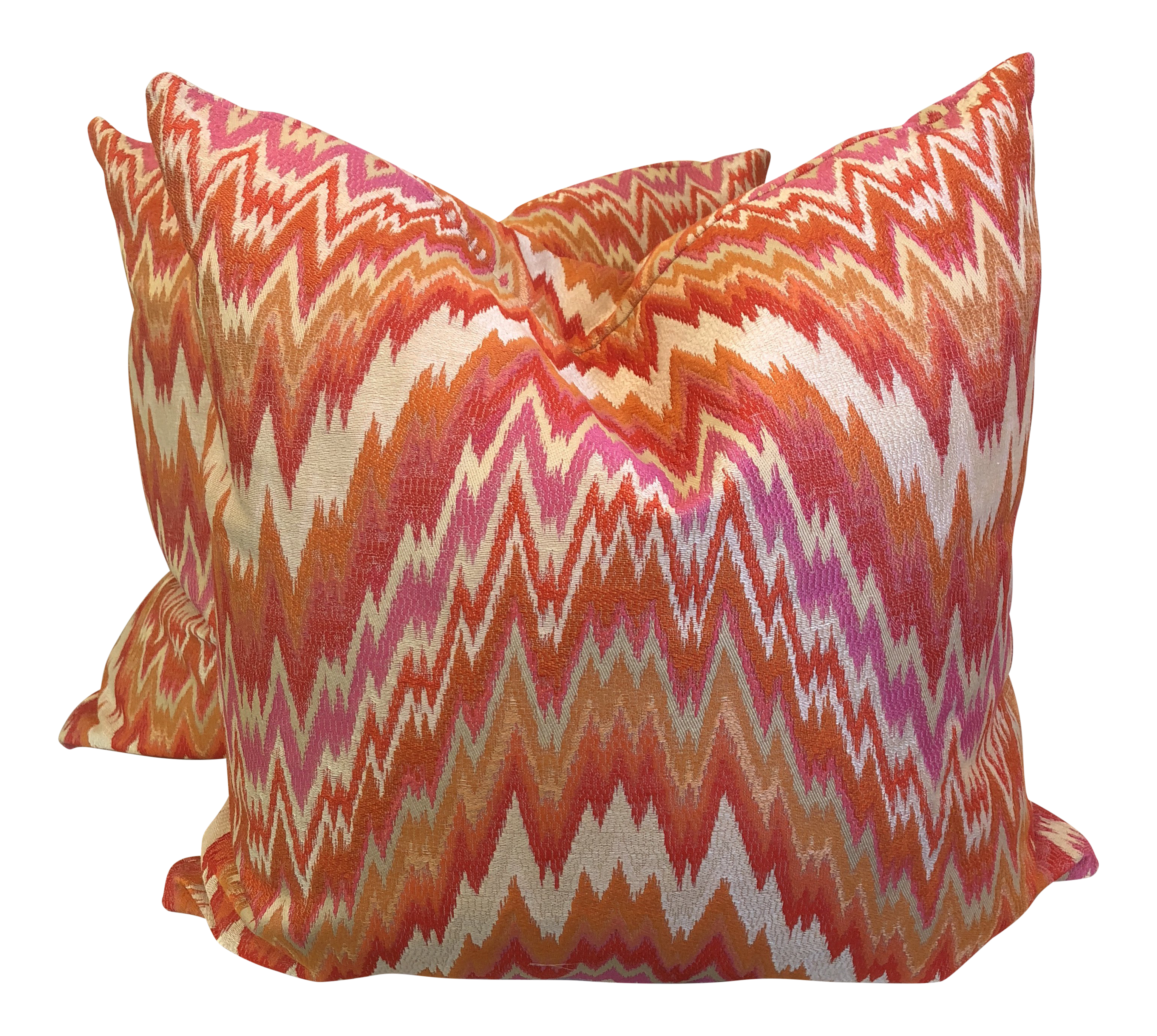 Bright Flame Stitch 22 Pillows A Pair Chairish