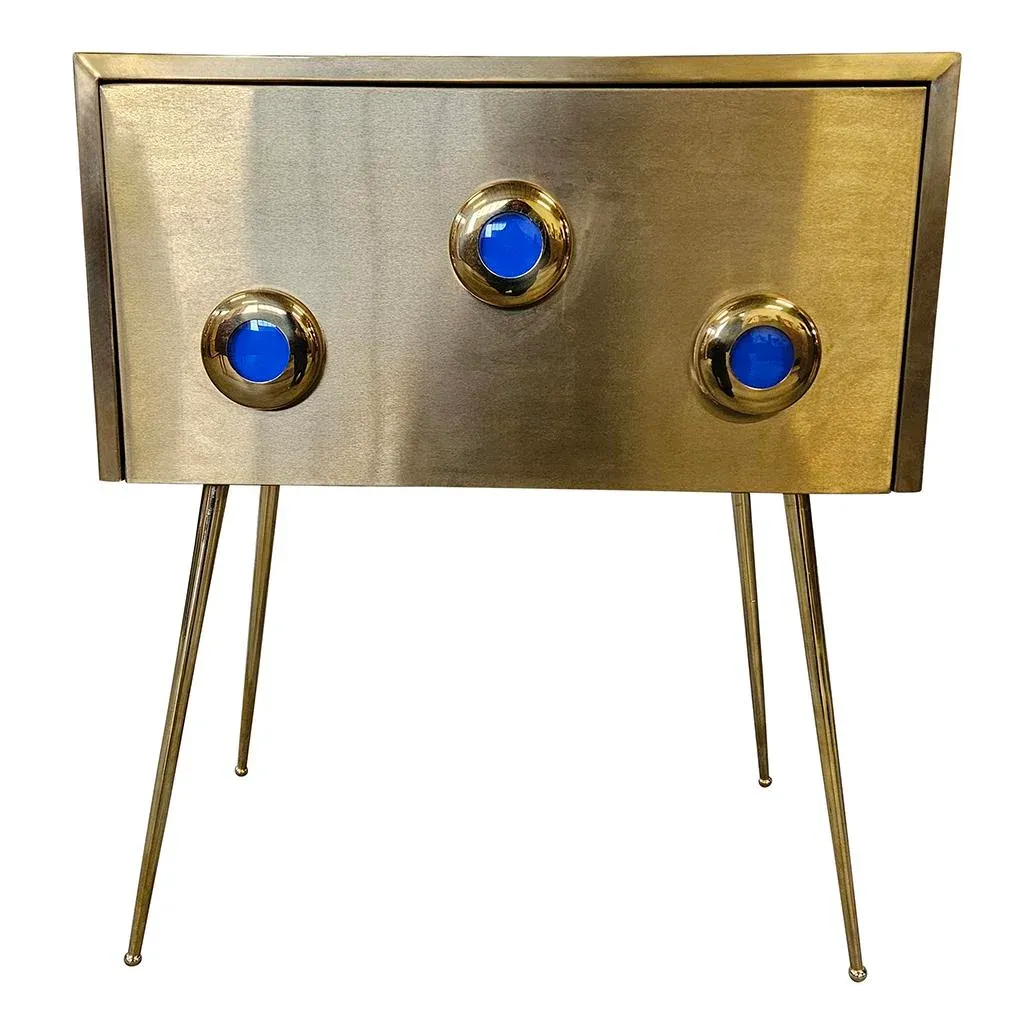 Brass & Wood Console, 1980s