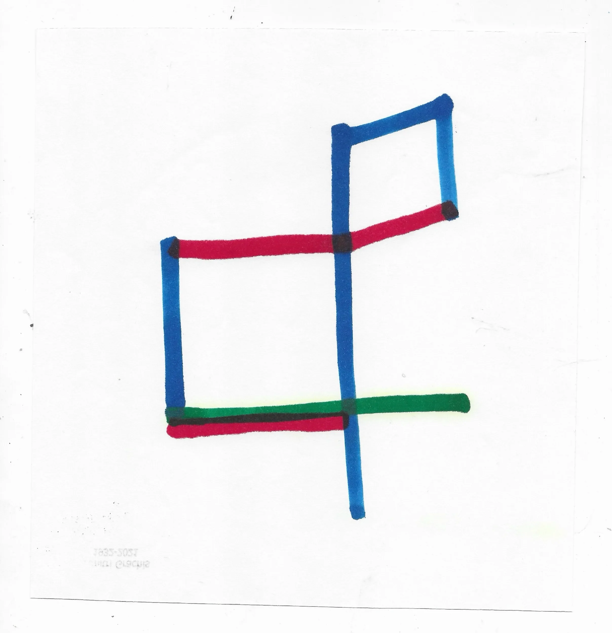 1970s Dimitri Grachis Geometric Abstract Drawing